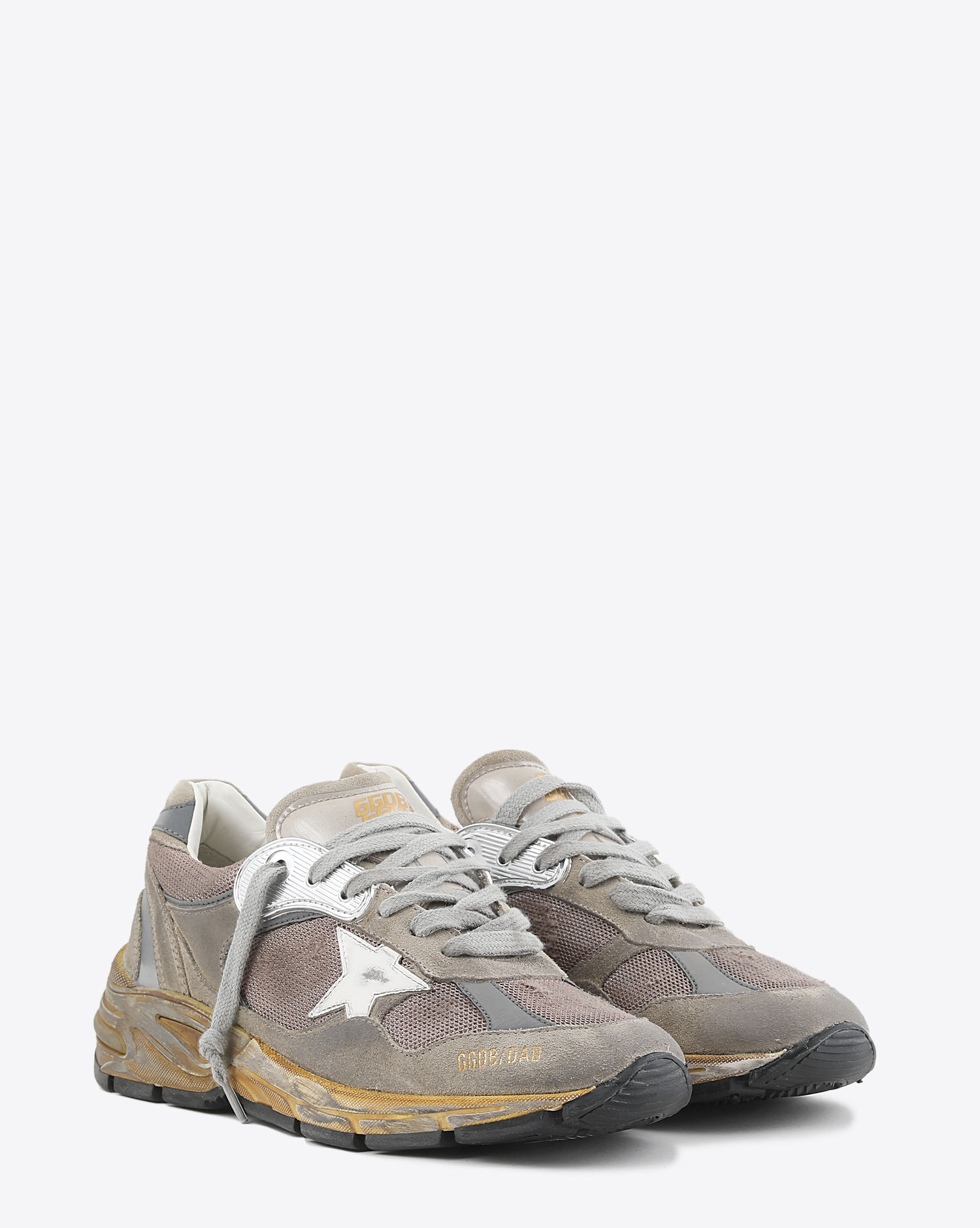 Sneakers Running Dad 81751 multi-matières toile et cuir beige Golden Goose femme. 