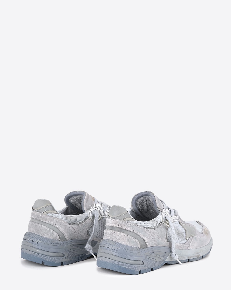 Sneakers Running Dad Golden Goose homme bleu et gris. Vue de dos.