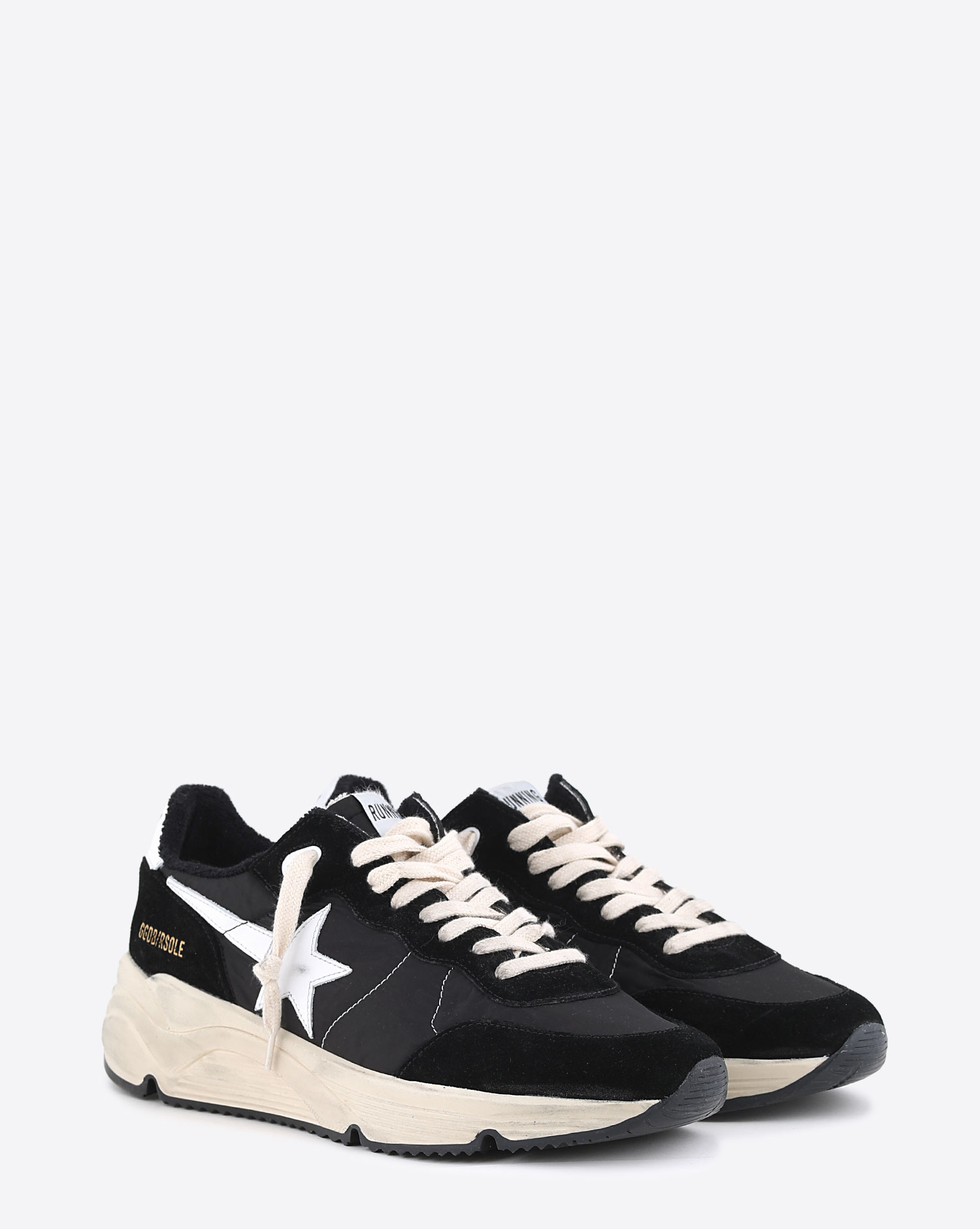 Sneakers Running Sole Black White Golden Goose 