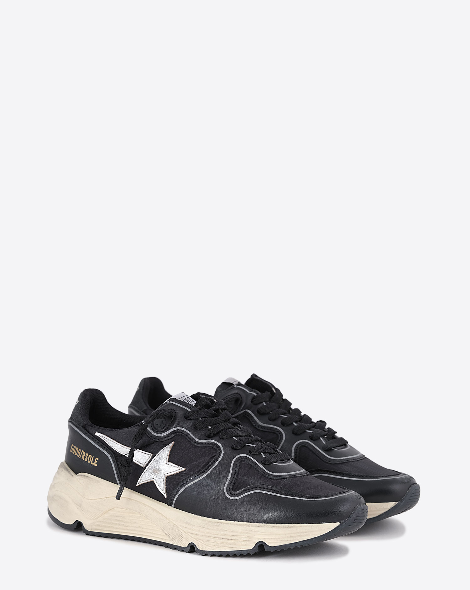 Golden Goose Femme Sneakers Running Sole Noir Argent 90179