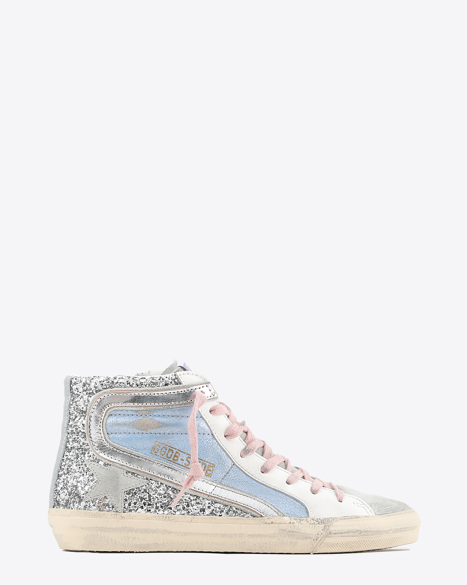 Golden Goose Woman Collection Slide Powder Blue Silver White