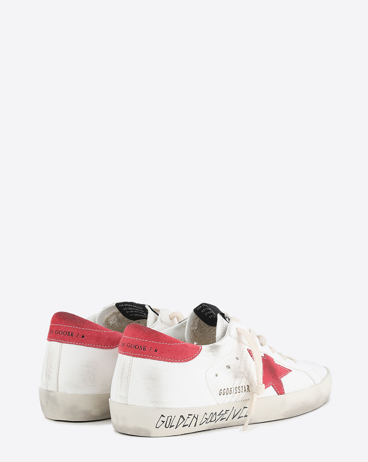 Sneakers Superstar en cuir blanc étoile fuschia arrière fuschia 10358 Golden Goose femme. Arrière. 