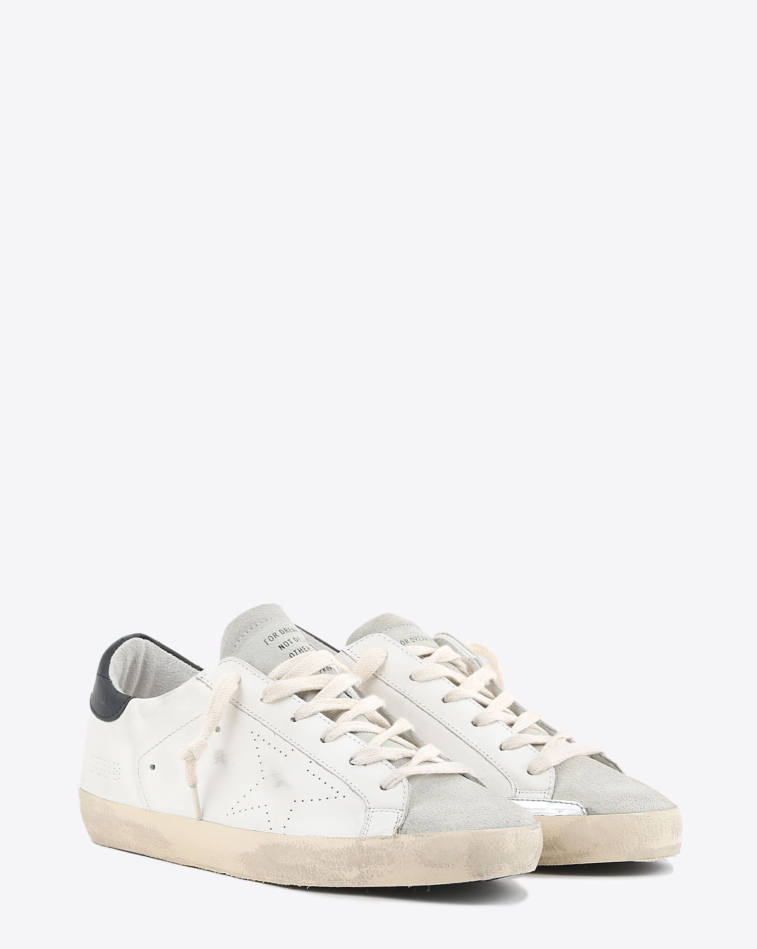 Sneakers Super Star femme en cuir blanc arrière noir 10220 Golden Goose. 