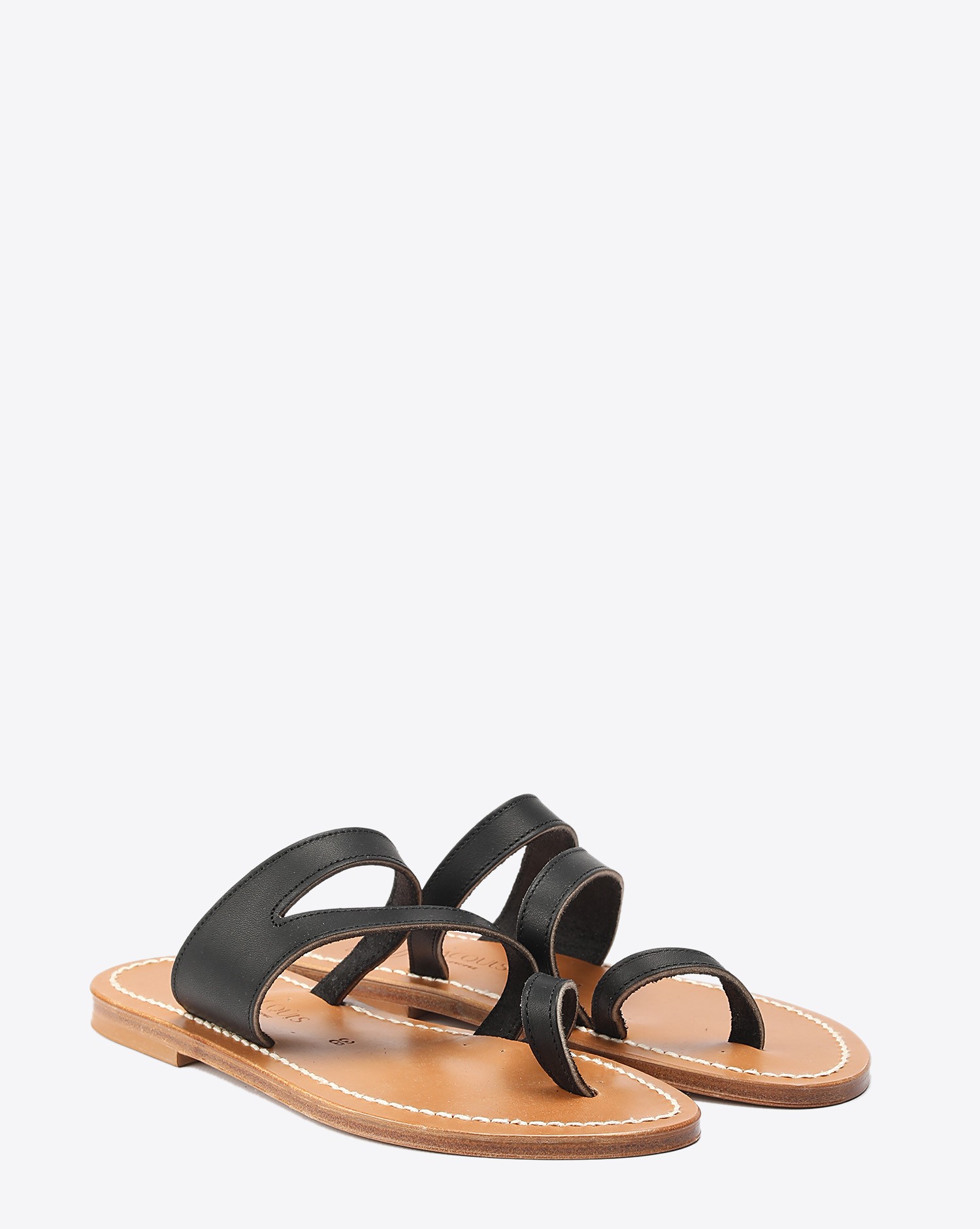 Sandales en cuir noir Mercator K.Jacques St tropez