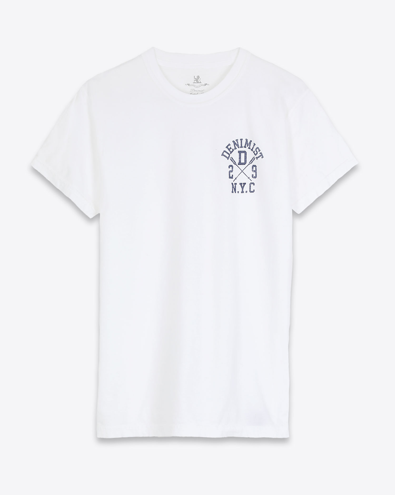 Denimist Rowing Team Classic Tee. Tee-shirt blanc logo poitrine Denimist. 
