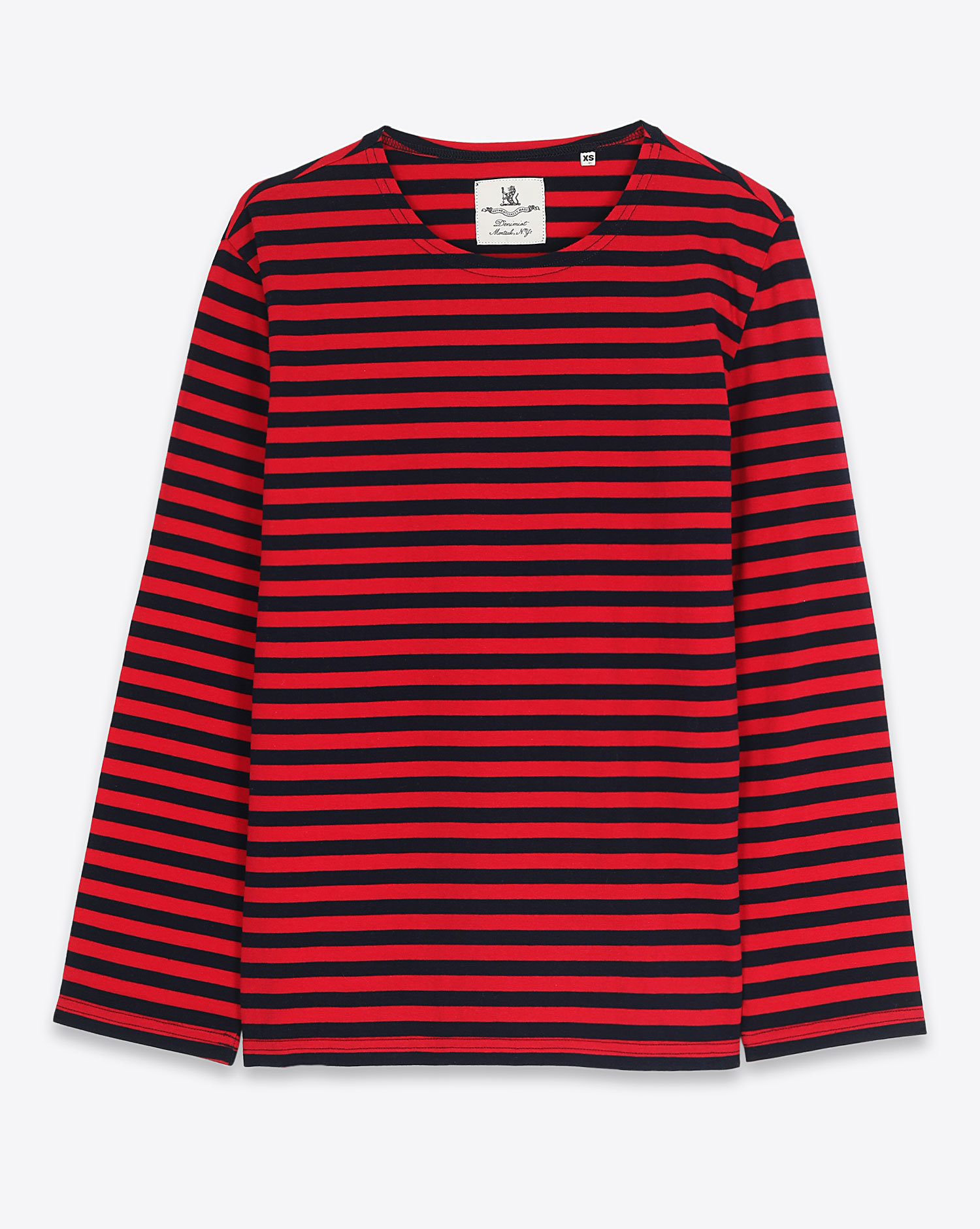 Denimist Boatneck Tee. Marinière rouge et marine Denimist. 