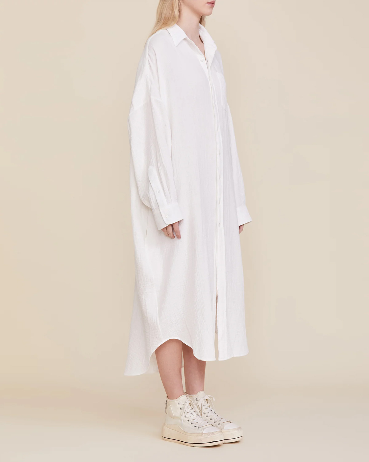 Robe chemise manches longues oversized blanche Denimist