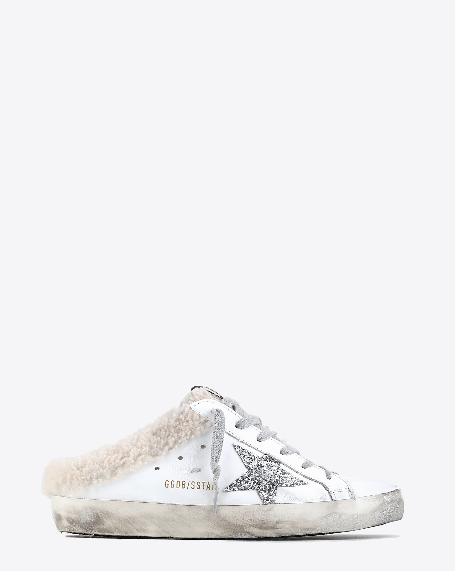 Golden Goose Woman Collection Superstar Sabot White Silver