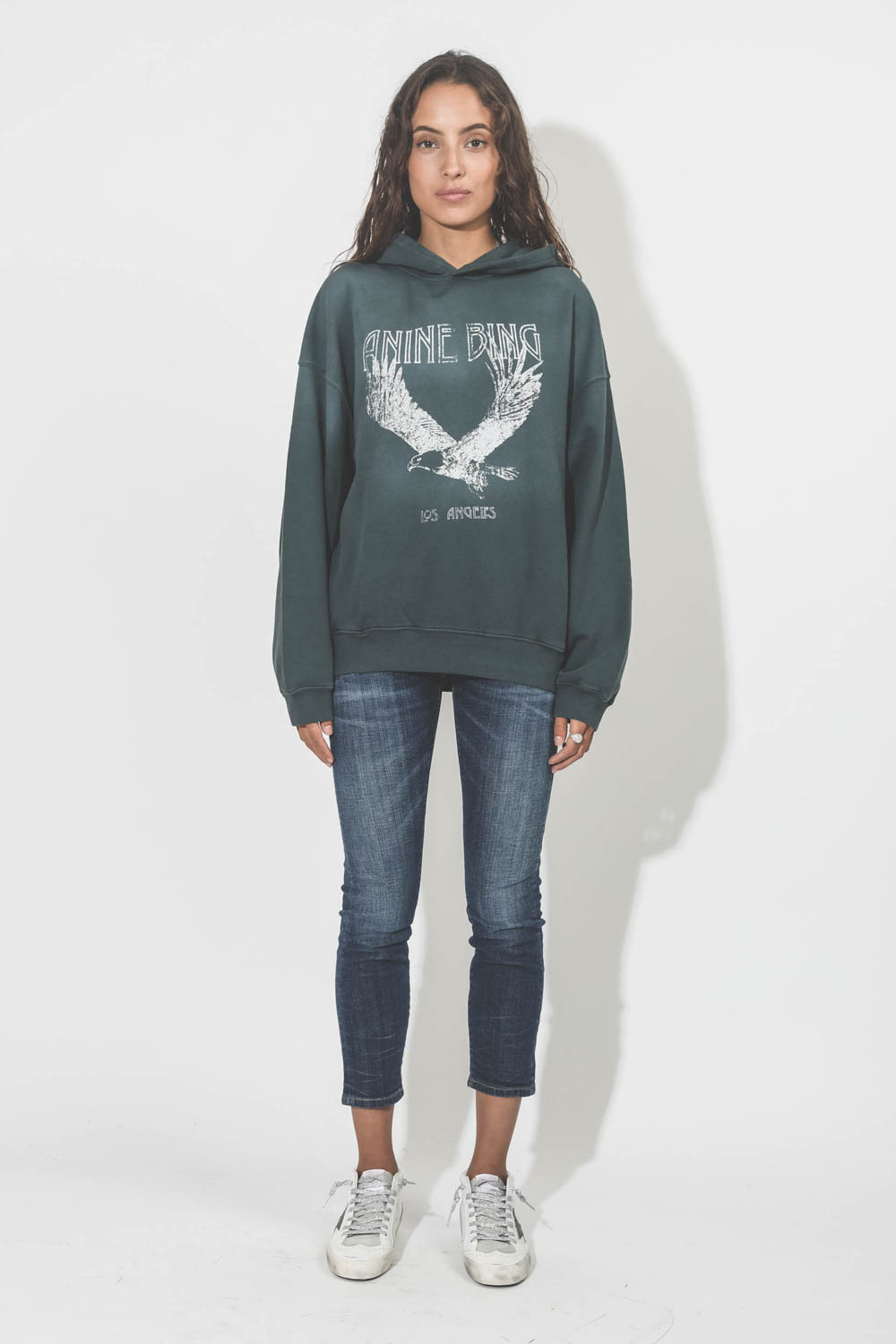 Anine Bing Ash Hoodie Eagle - Emerald Green