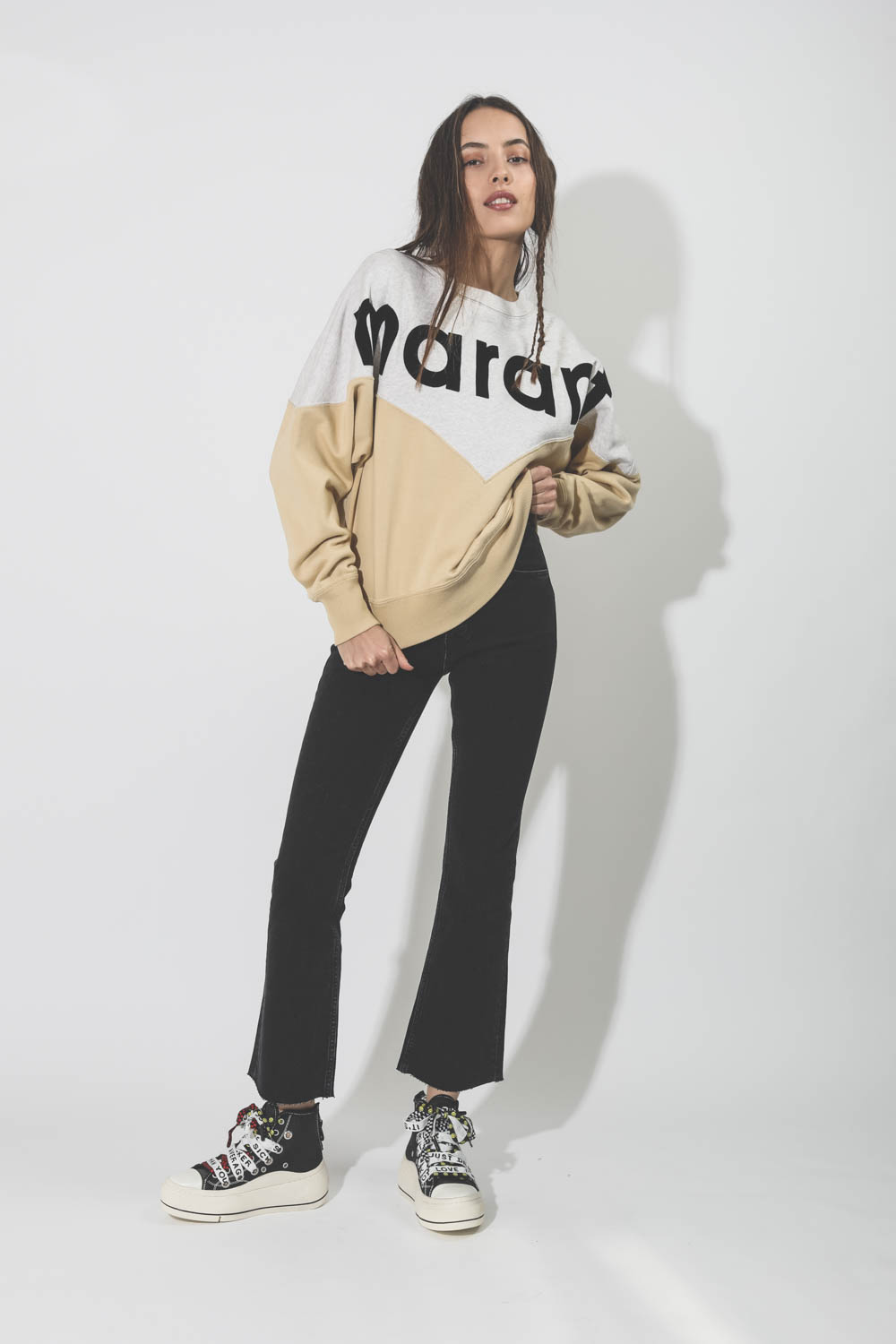 Sweatshirt Houston jaune logo noir Isabel Marant Etoile