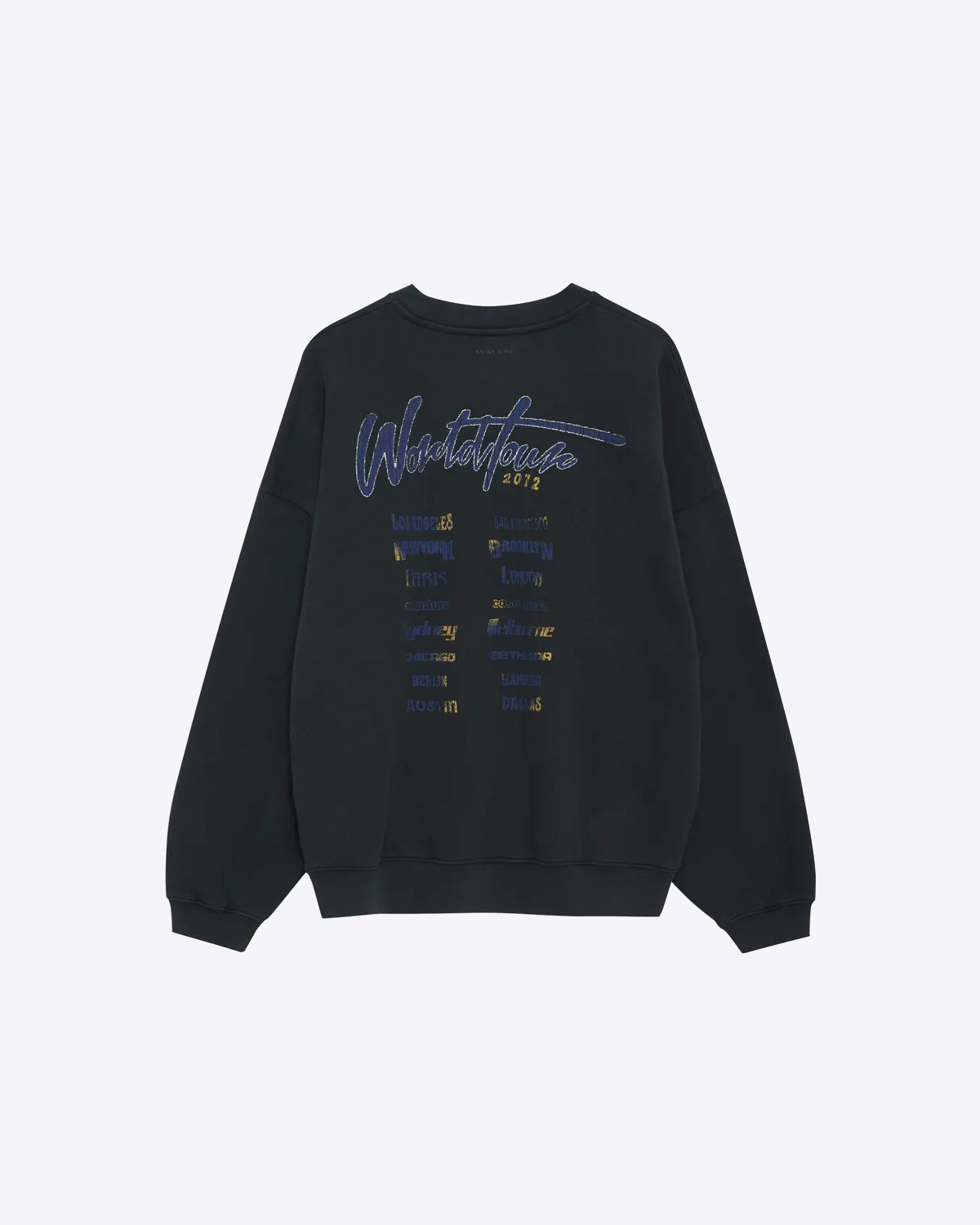 Sweat-shirt noir col rond sérigraphie Léopard Bing Harvey Anine Bing. Sérigraphie dans le dos.