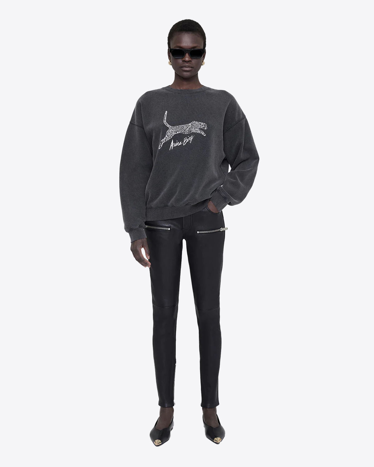Anine bing leopard sweatshirt top