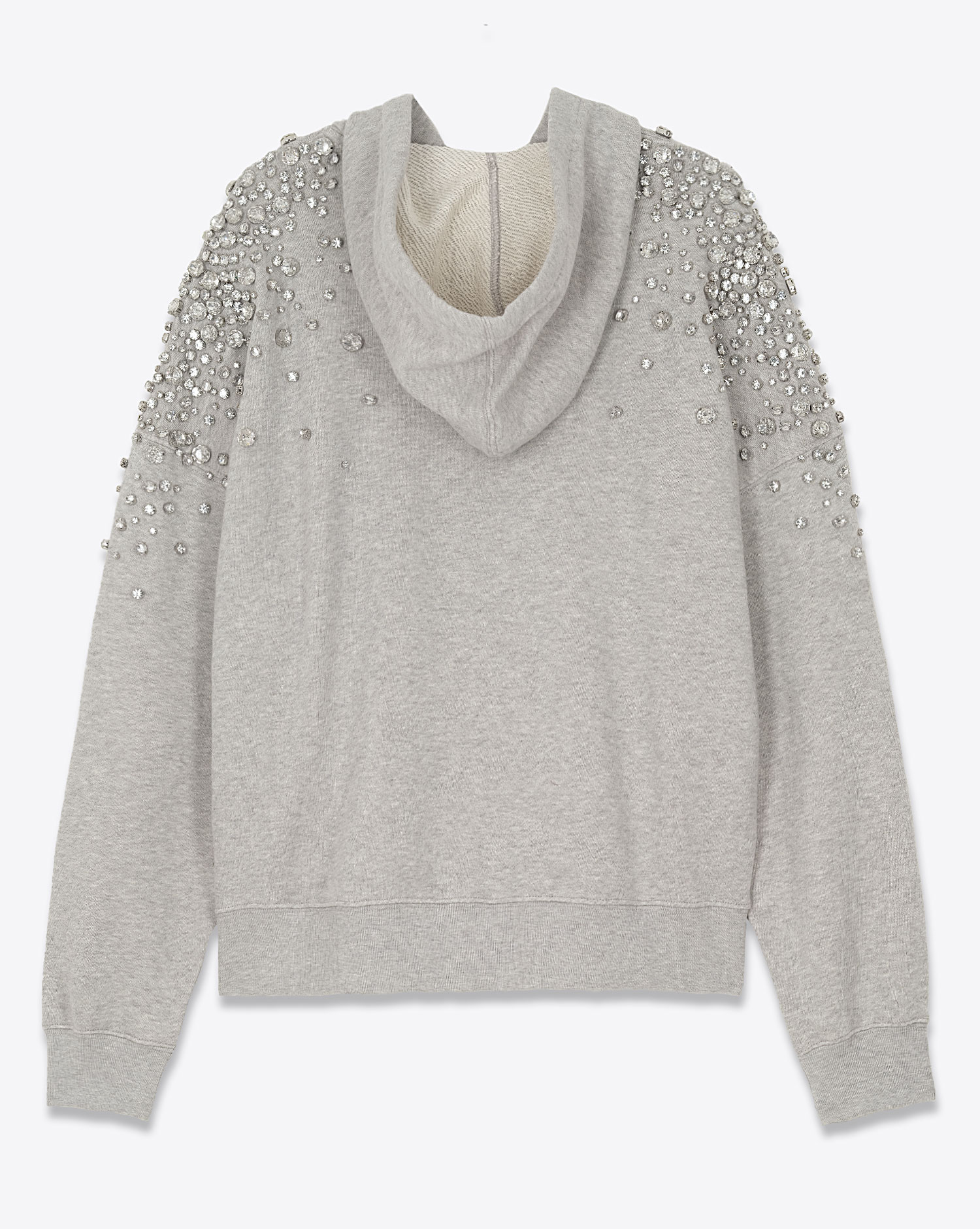 Produit Sweat-shirt à capuche gris clair chiné poche Kangourou entièrement brodé de cristaux sur les épaules et dans le dos Golden Goose. Dos.
