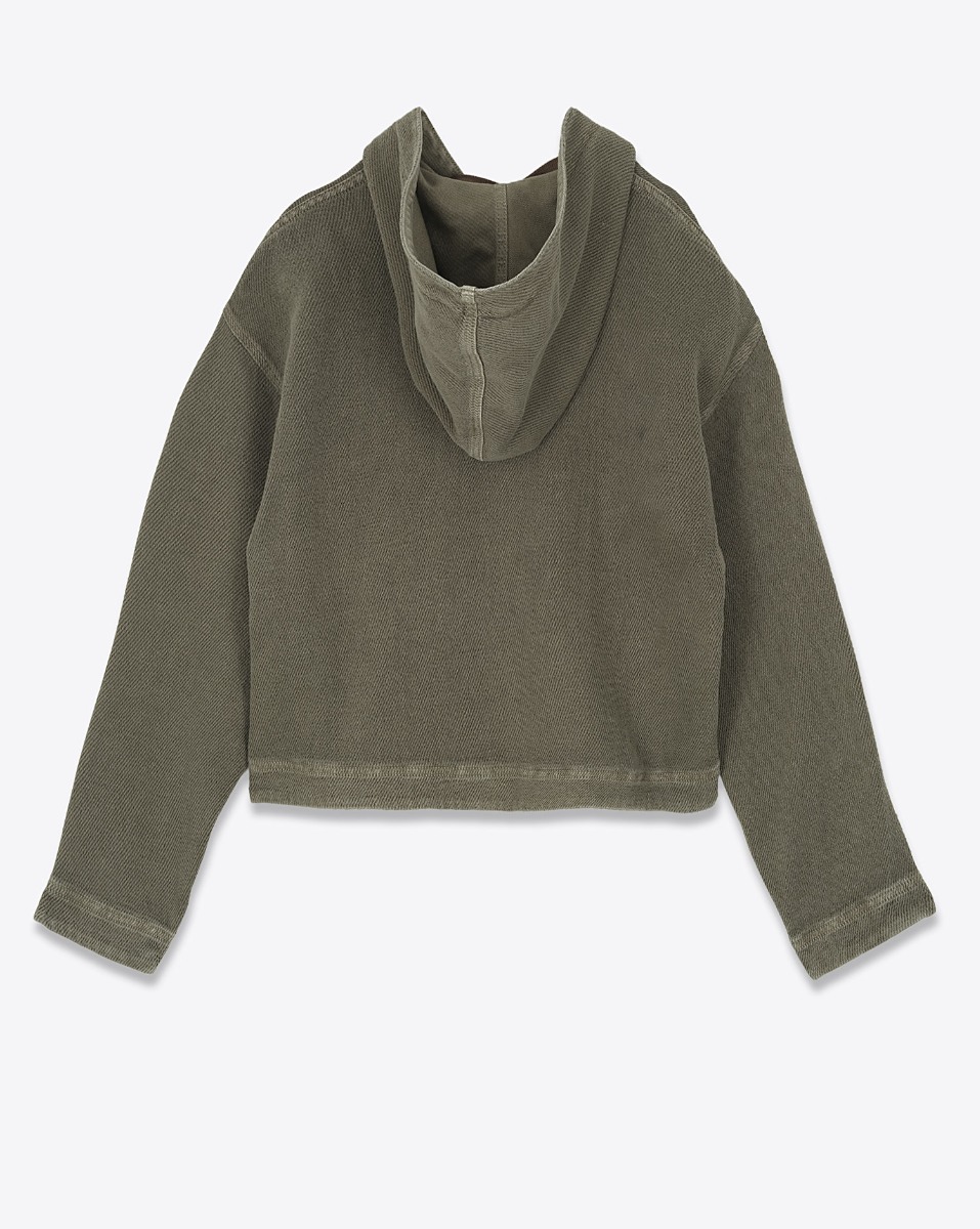 Produit Sweat-shirt à capuche Ofelia Golden Goose en coton côtelé kaki. Vue de dos. 