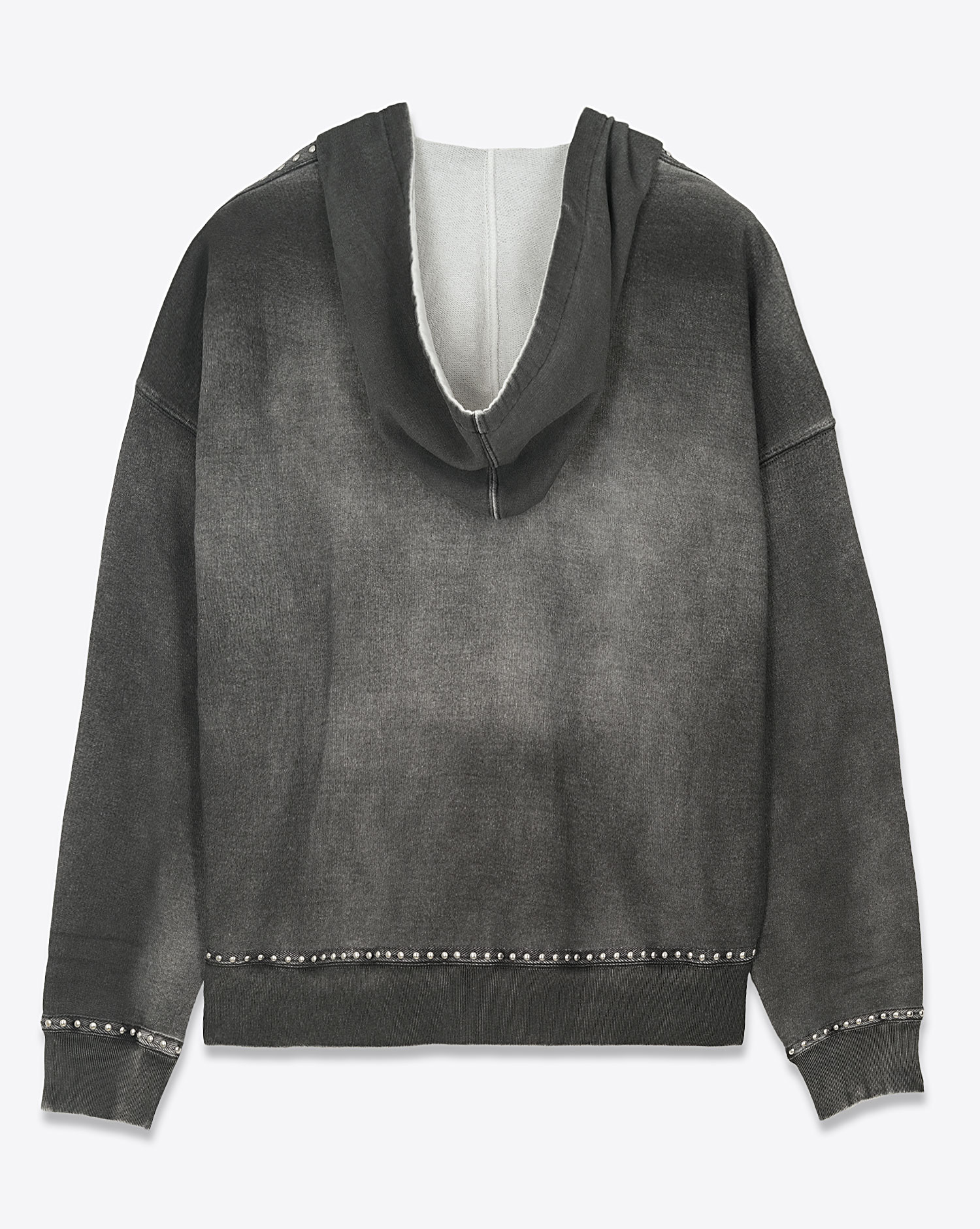 Produit Sweat-shirt à capuche zippé clouté gris délavé Golden Goose. Dos.