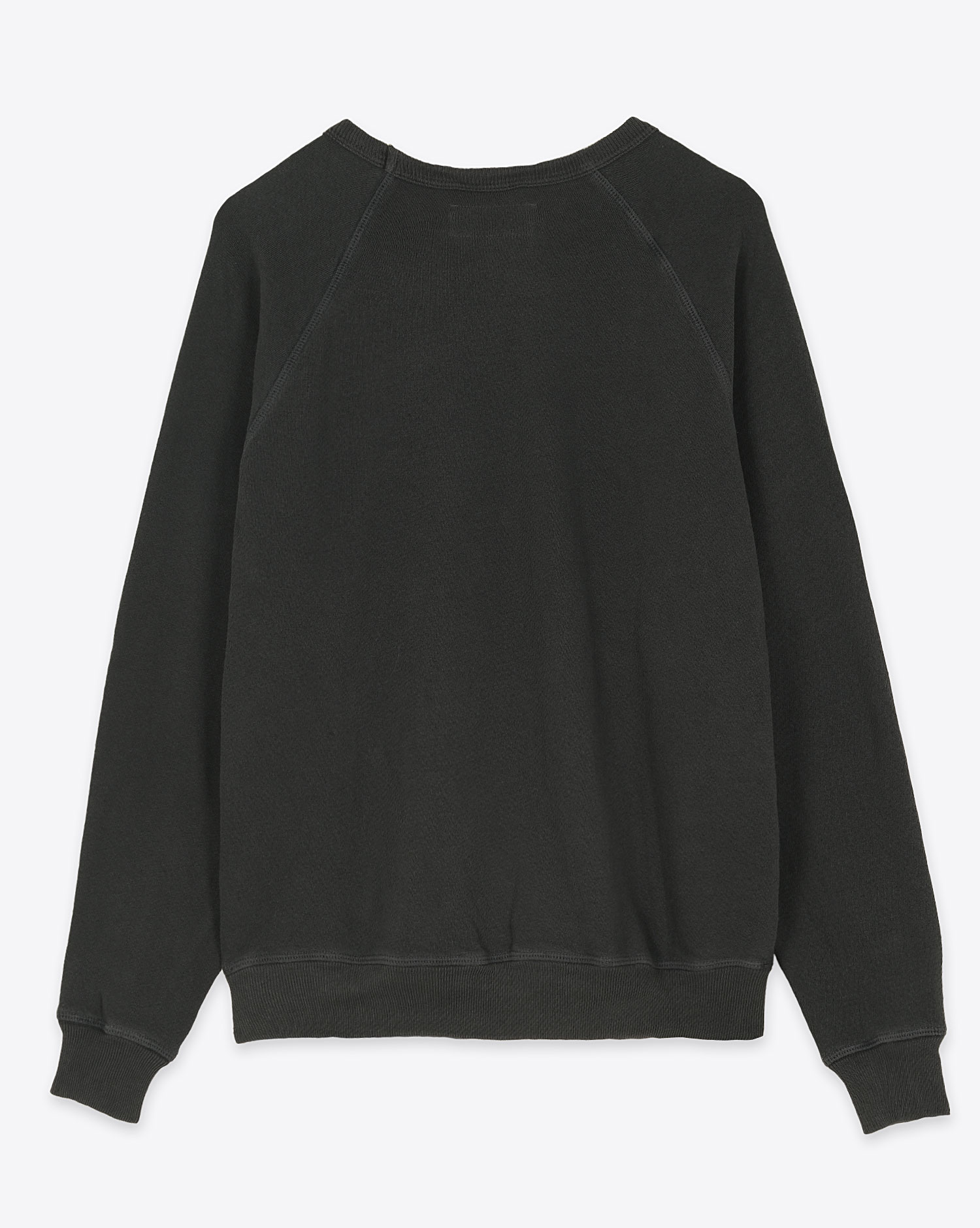 Produit Sweatshirt manches longues College The Great en coton noir délavé. Vue face. 
