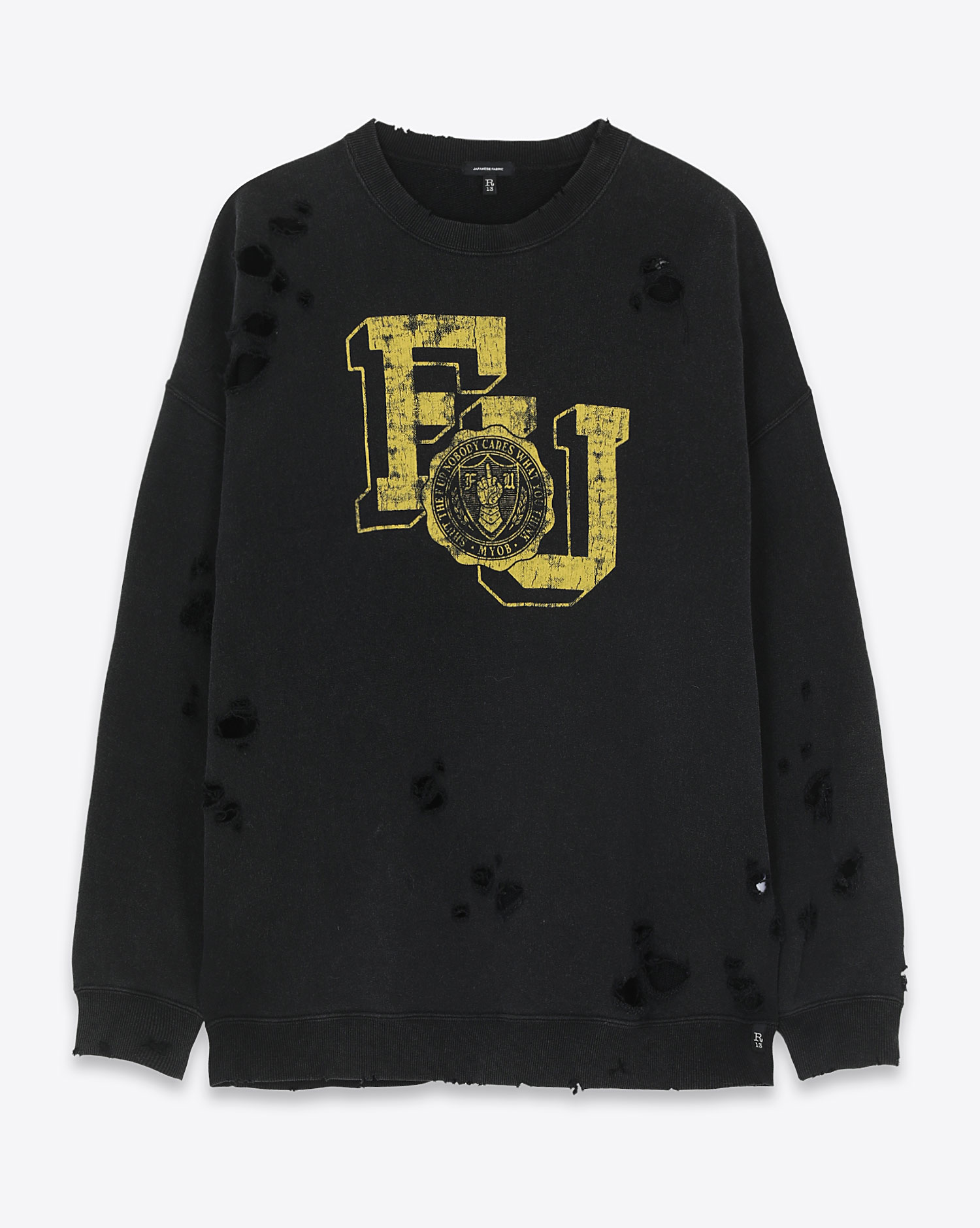 Sweats R13 Denim Collection FU R13 Crewneck - Acid Black