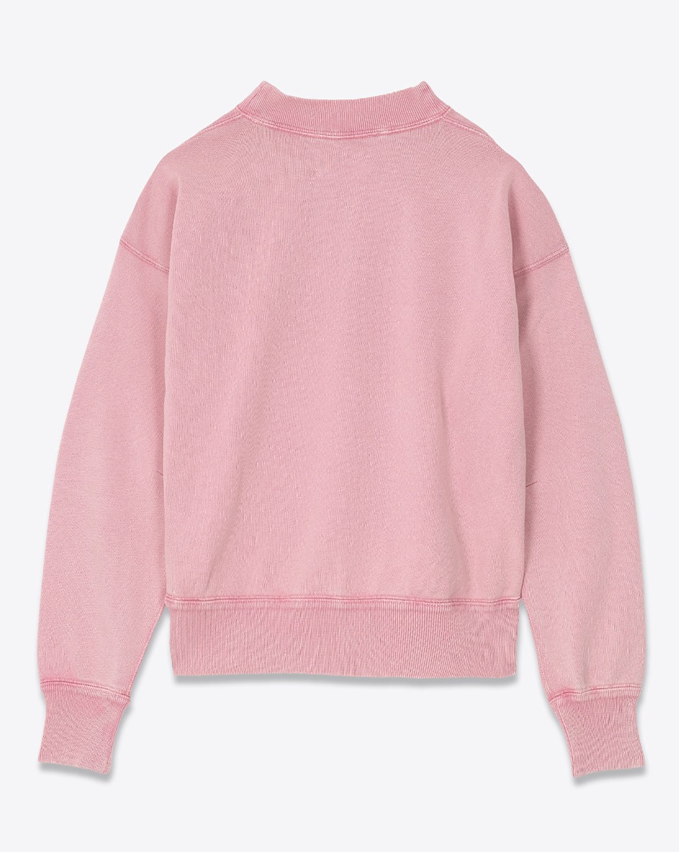 Sweatshirt Moby Isabel Marant en coton rose bubblegum logo Marant floqué bordeaux. Vue de dos.