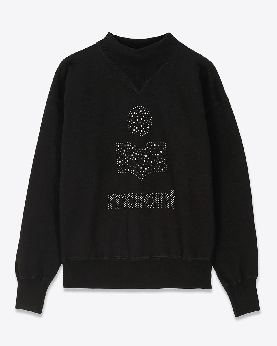 Produit Sweat-shirt Moby Isabel Marant Étoile, logo noir clouté argenté. Vue de face.