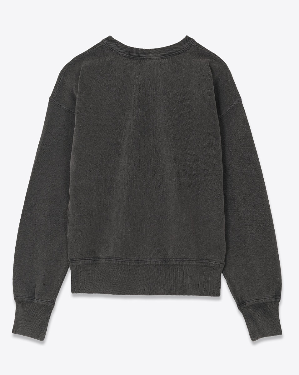 Sweatshirt Mobyli Isabel Marant Étoile en coton anthracite, logo Marant, effet flou noir. Vue de dos. 