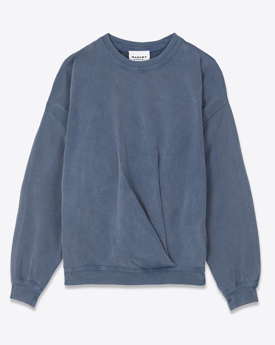 Sweatshirt Sauria Isabel Marant Étoile en coton bleu indigo. Vue de face.
