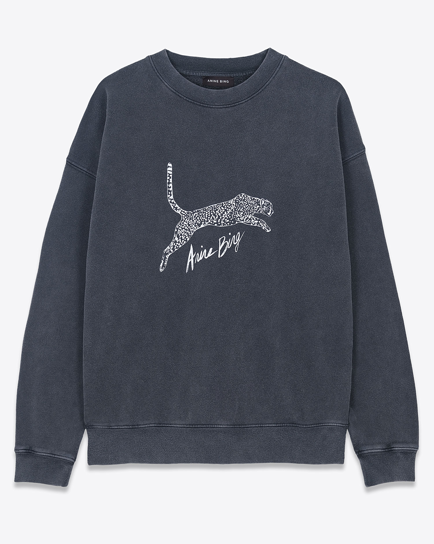 Anine Bing Sweatshirt Spencer Léopard Noir Délavé