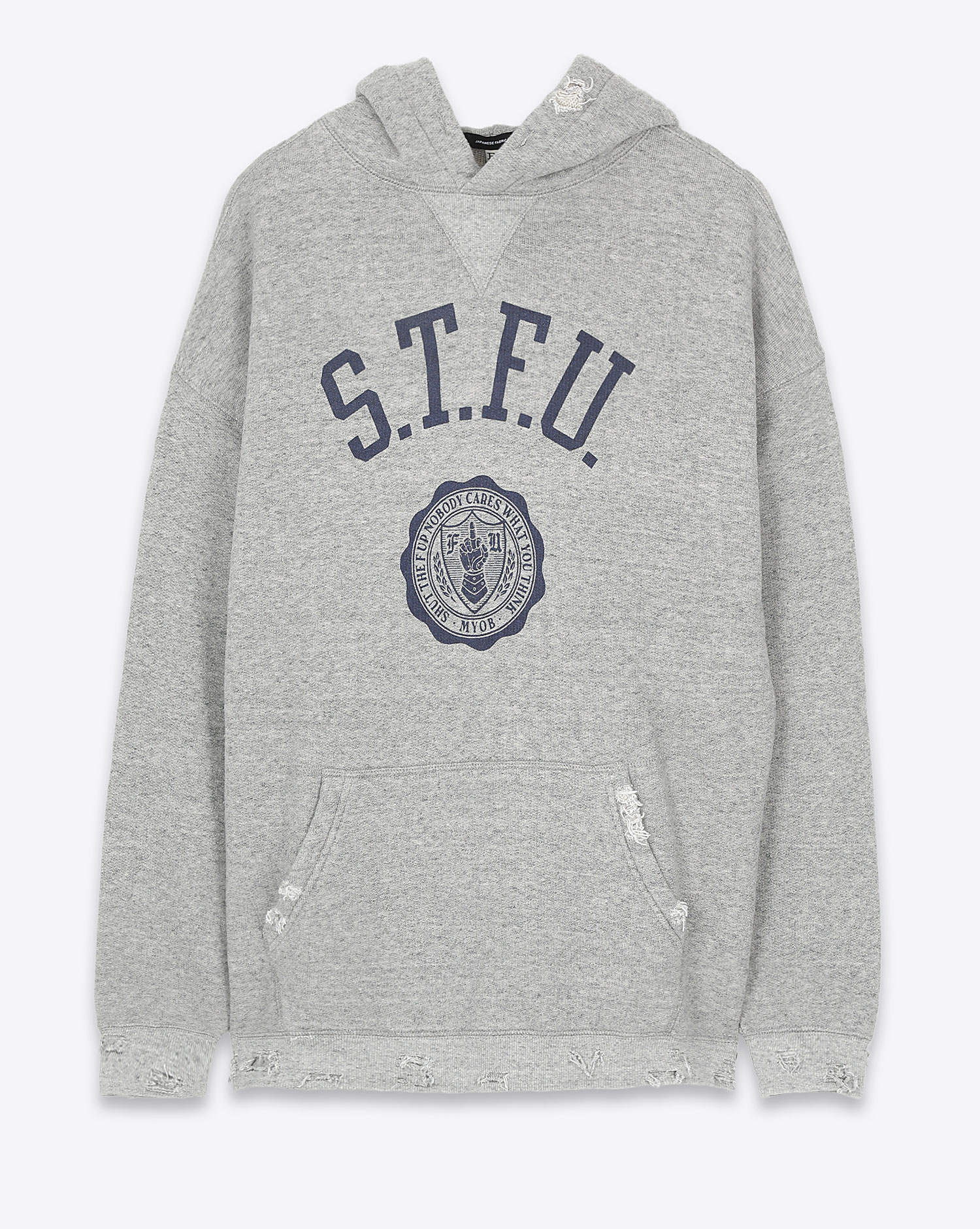 R13 Denim Collection STFU R13 Hoodie - Heather Grey