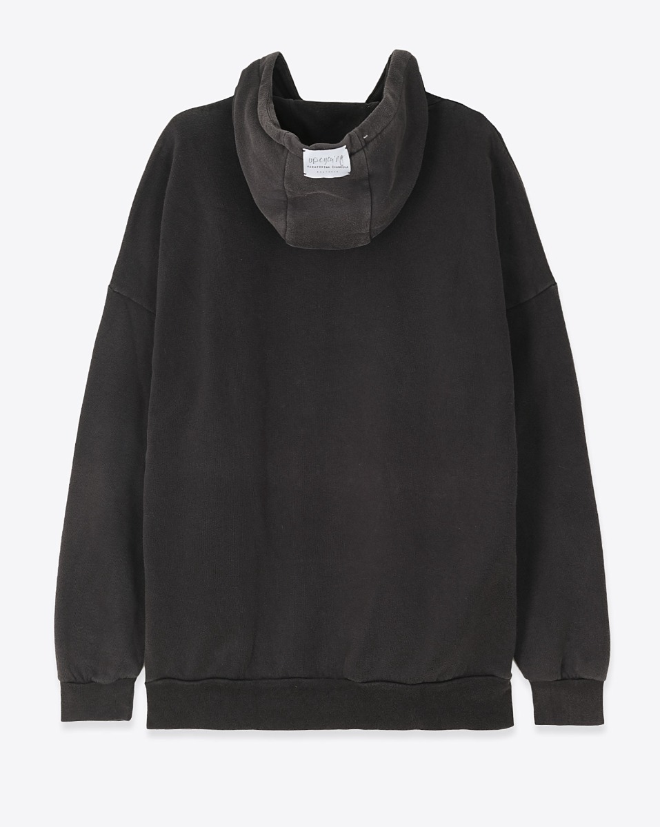 Produit Sweatshirt à capuche Adidas vintage noir délavé et vert customisé par Yekaterina Ivankova.