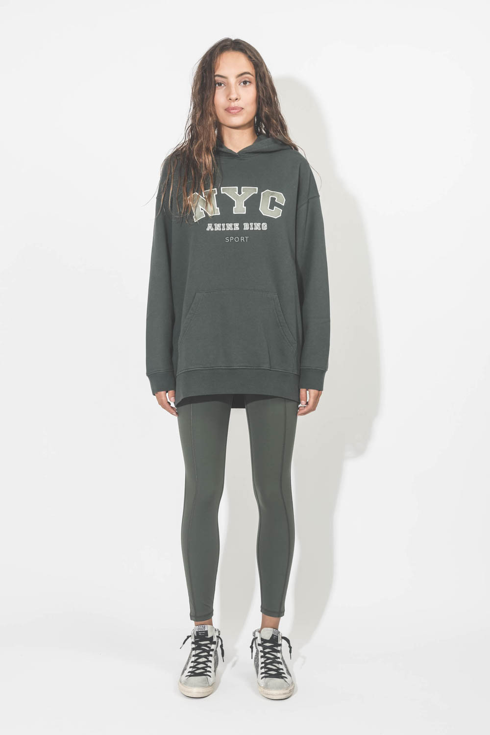 Anine Bing Vincent Hoodie NYC - Charcoal Green