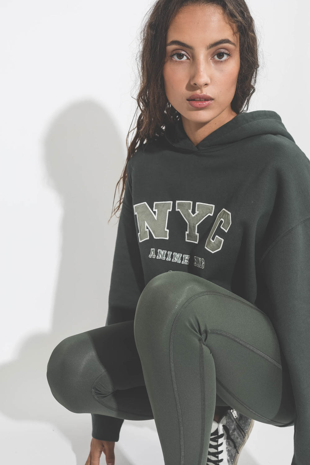 Anine Bing Vincent Hoodie NYC - Charcoal Green