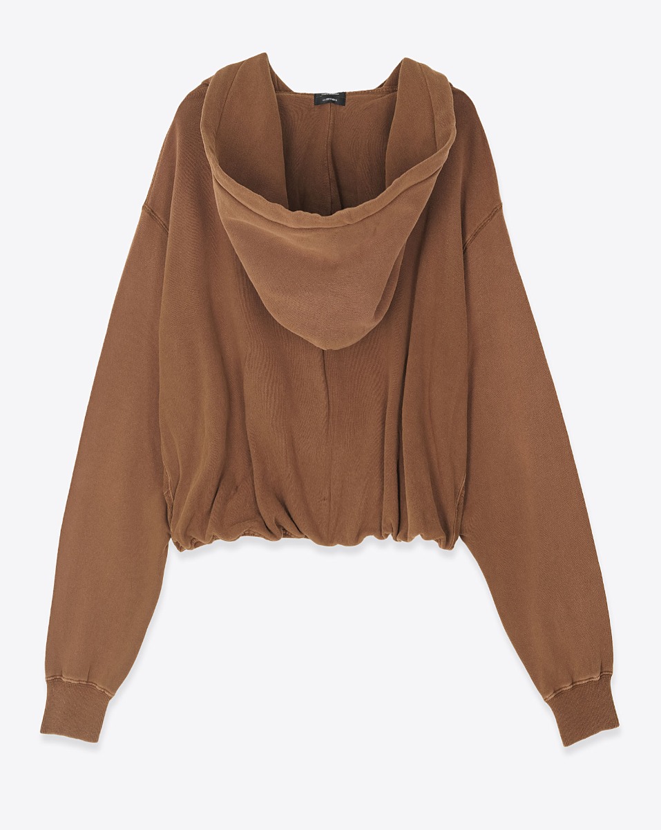 Sweat-shirt zipp&eacute; &agrave; capuche Balloon R13 en coton camel. Vue de dos.