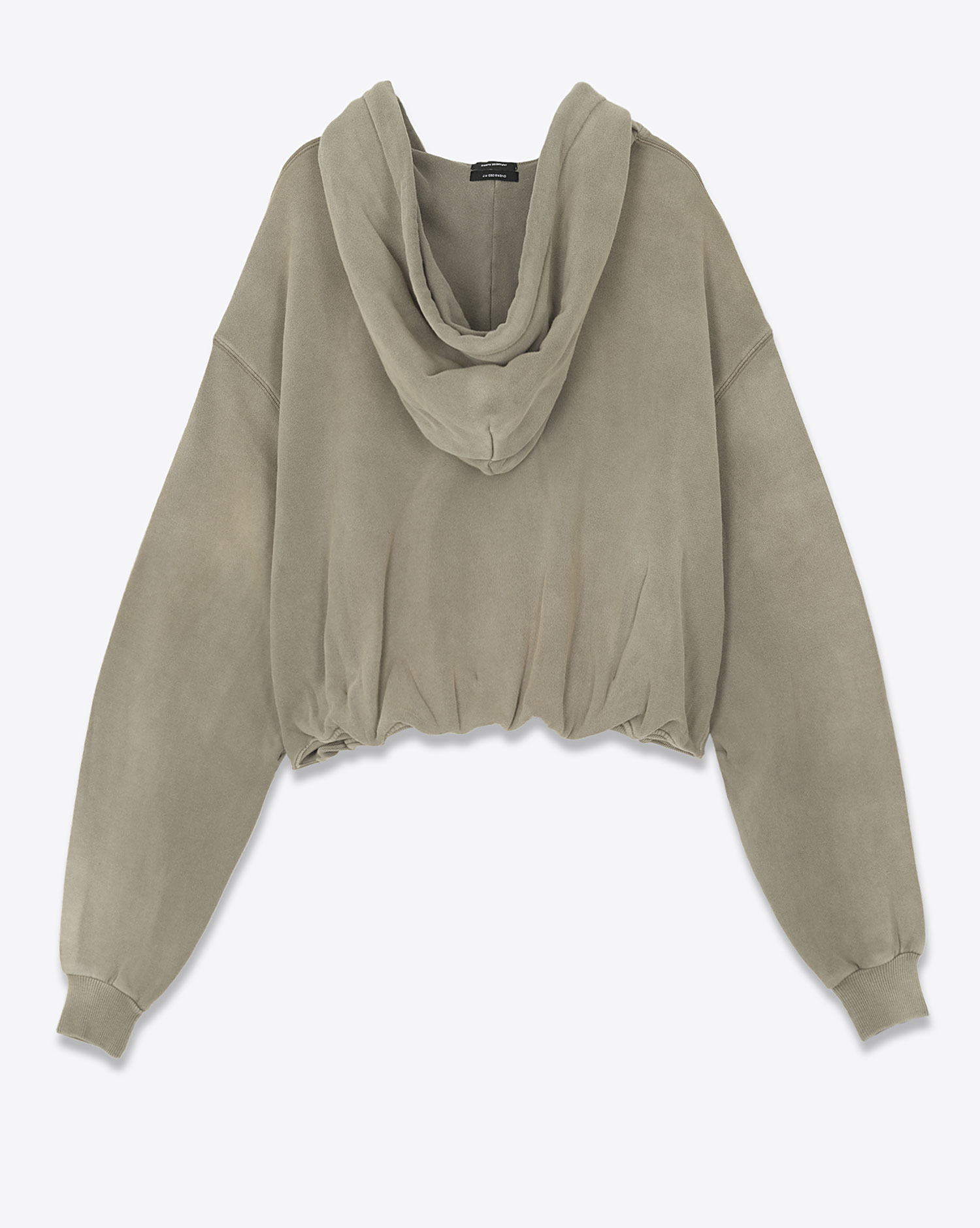 Sweatshirt avec zip et capuche forme ballon poche Kangourou vert olive R13. 