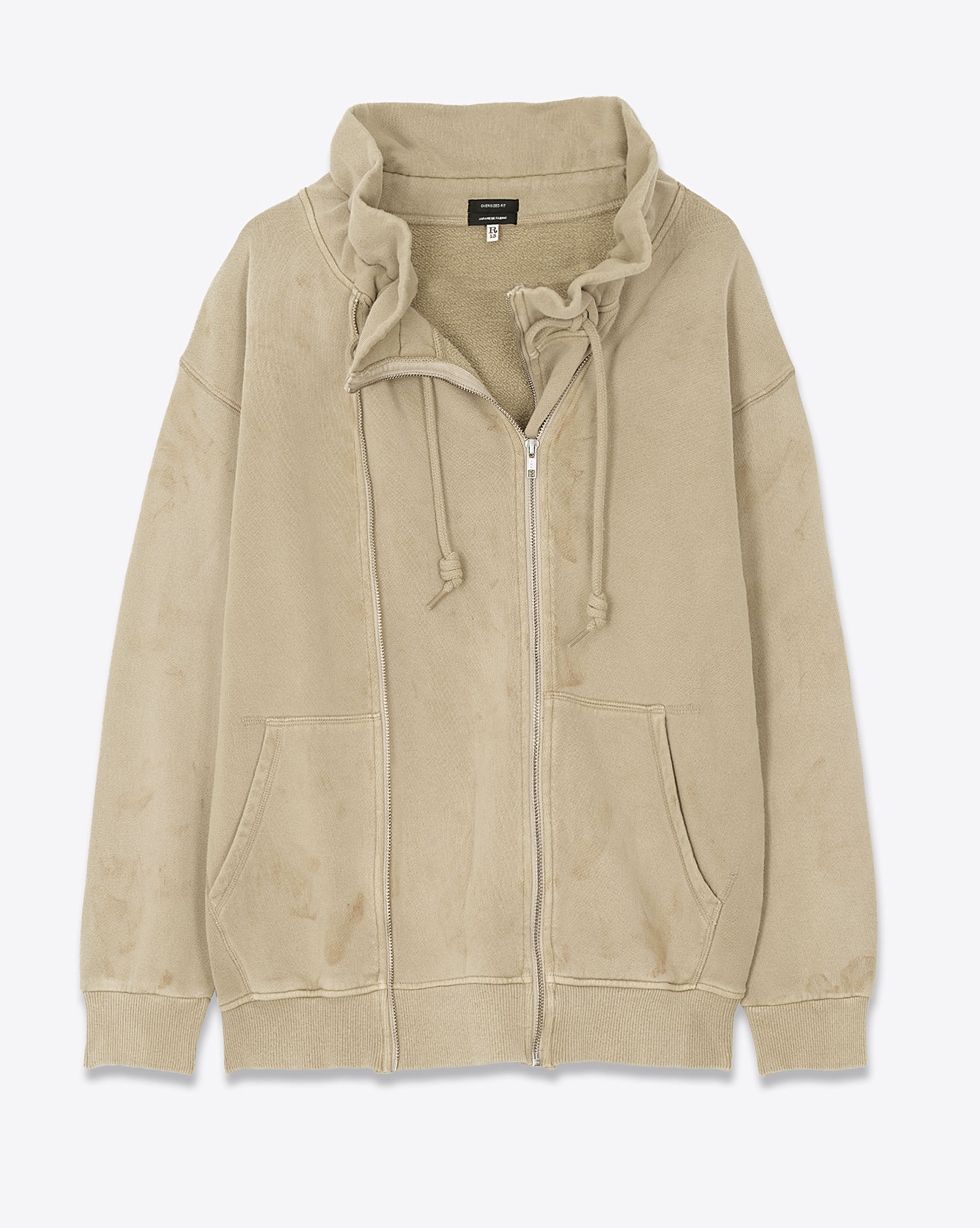Produit Veste sweatshirt oversized double zip beige Paperbag R13. face zippé sur un côté.