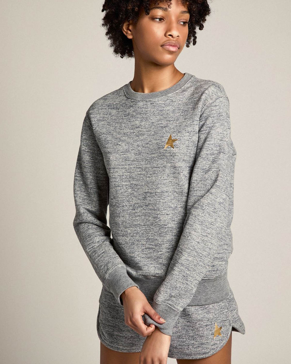 Golden Goose Sweatshirt Athena Grey Melange Gold