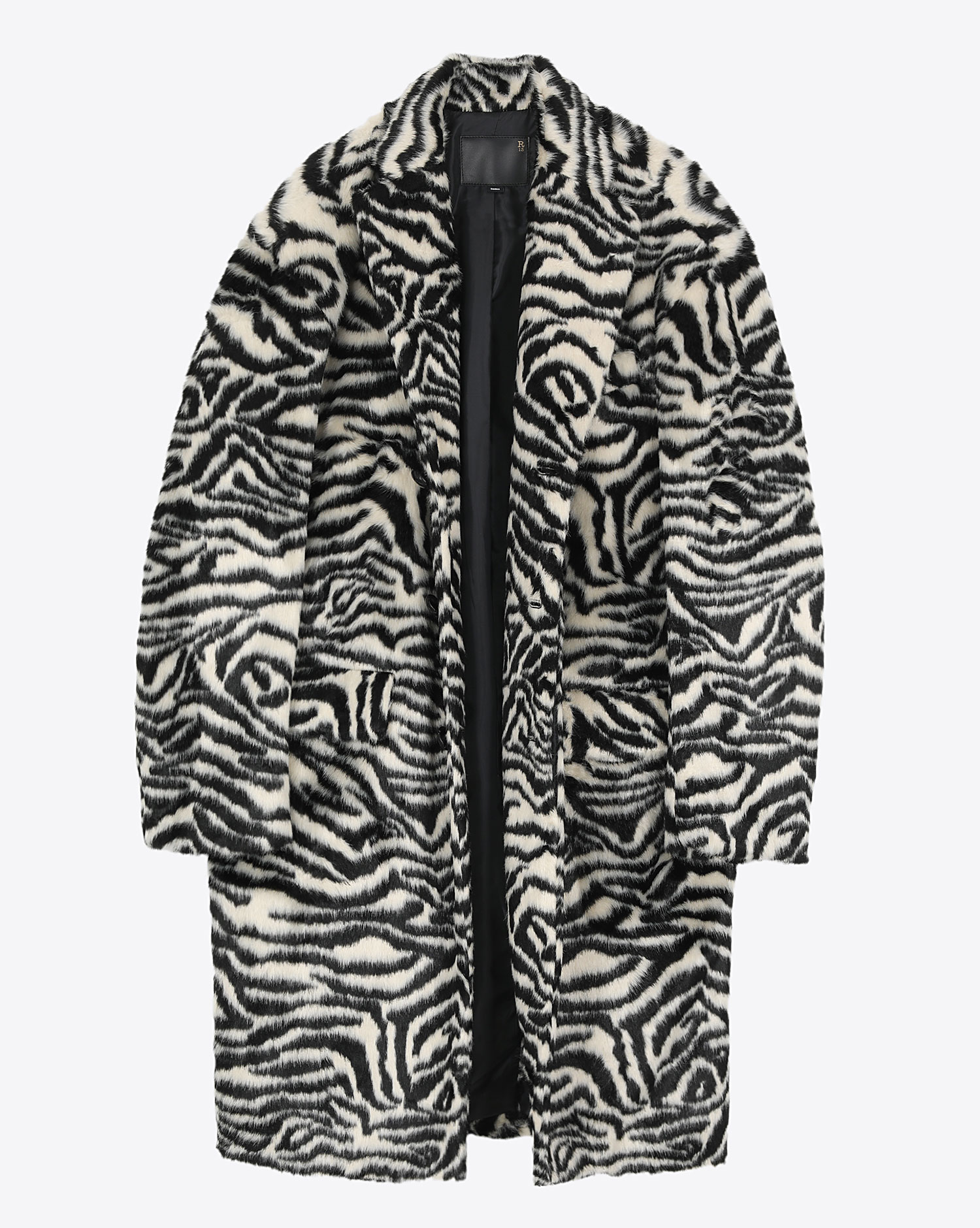 Manteau Teddy Bear R13 Denim imprimé zèbre noir et blanc. 