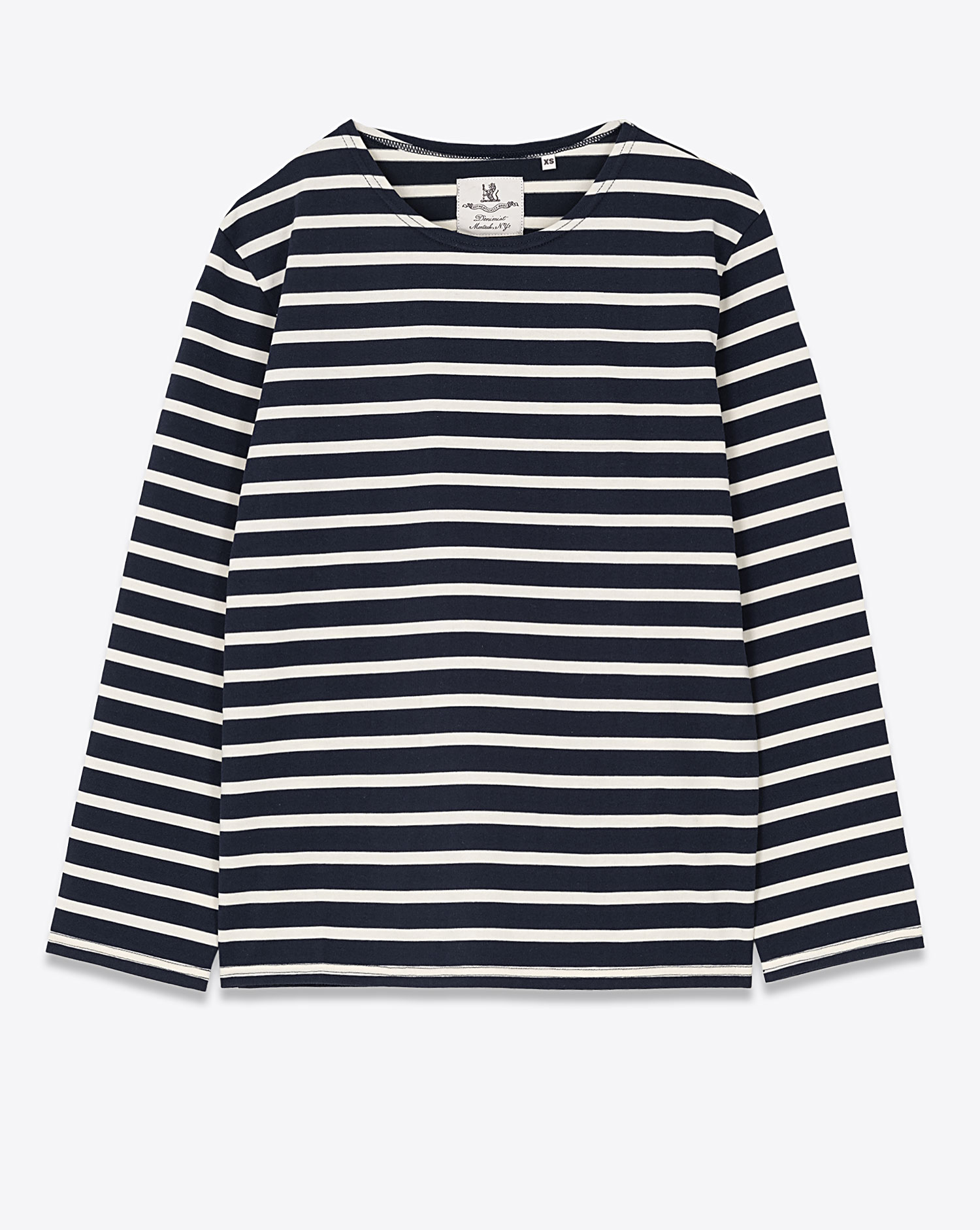 Produit Tee-shirt Boatneck manches longues Denimist à rayures. Vue face. 