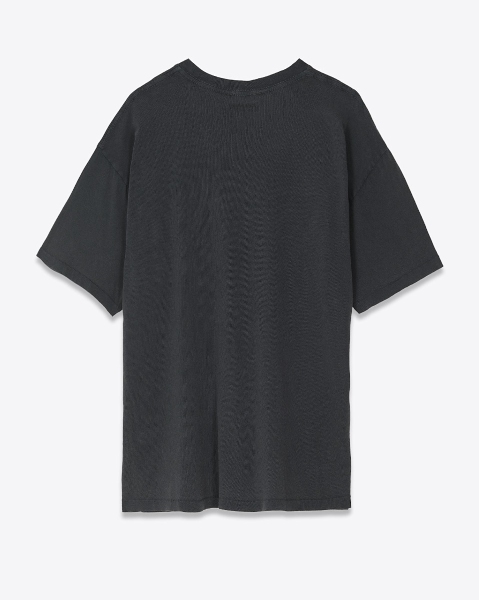 Produit T-shirt manches courtes Cohen tee Anine Bing en jersey de coton noir délavé sérigraphie léopard devant. Vue de dos.