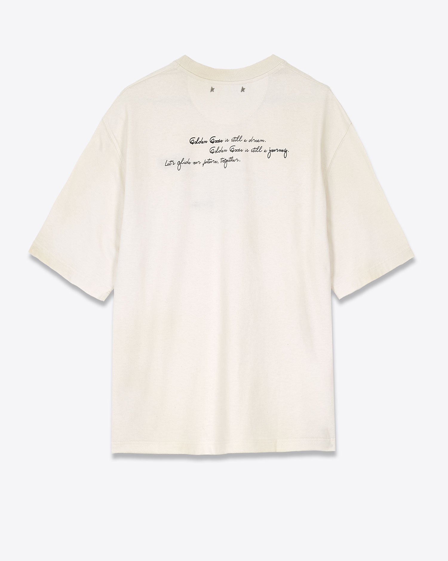 Produit Tee-shirt imprimé Dream Journey Golden Goose en coton beige. Vue dos. 