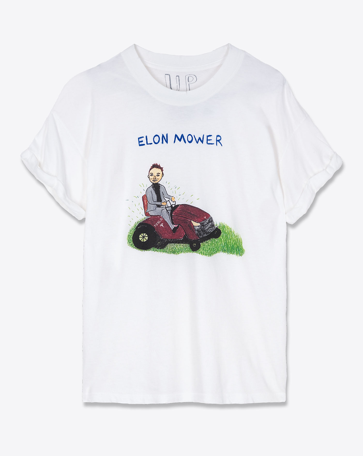 Tee-Shirt Unfortunate Portrait Elon Mower Blanc