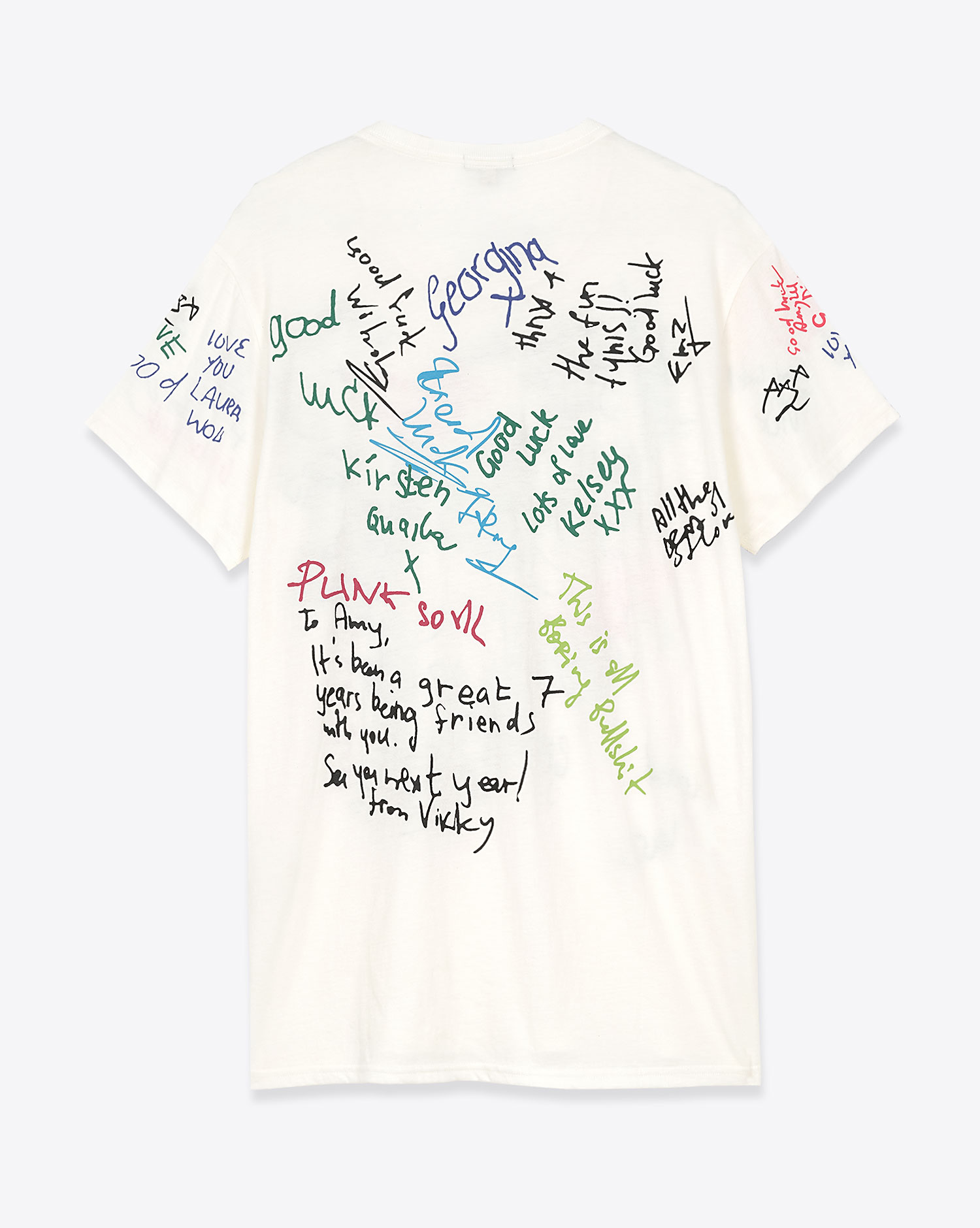 Tee-shirt manches courtes End Of The Year R13 en coton blanc avec dessins graffitis. Vue dos. 
