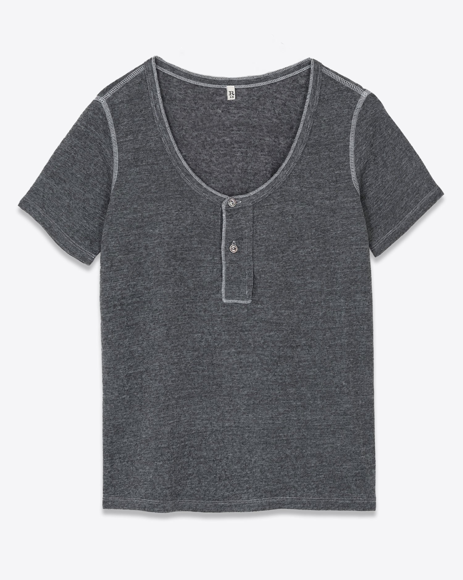 R13 Tee-Shirt Henley Charcoal