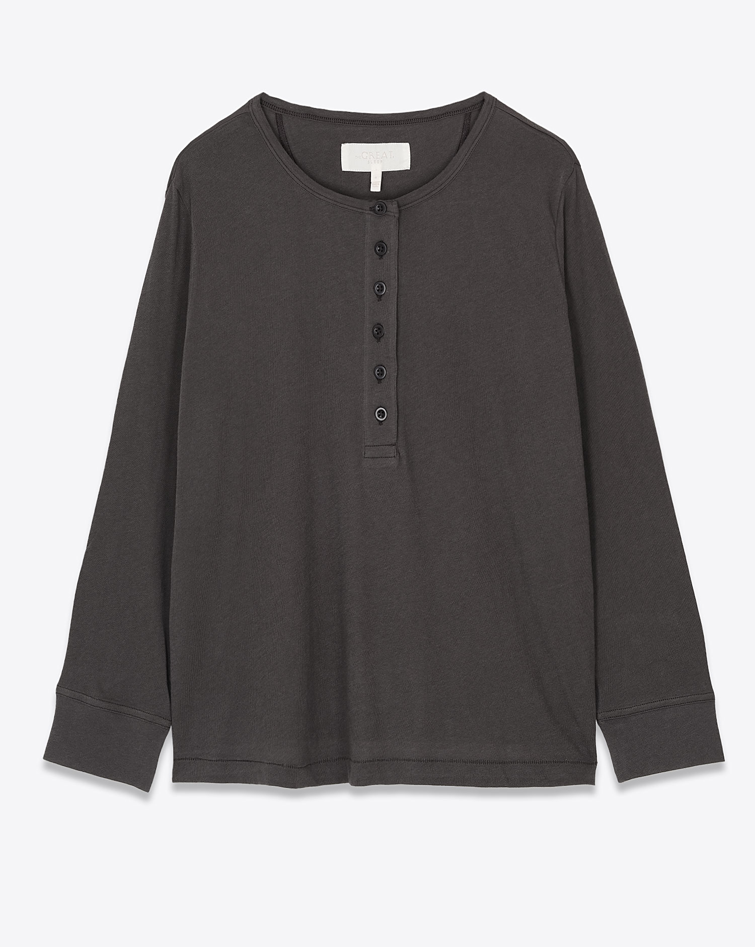 Produit The Great Tee-Shirt Henley Sleep Court Noir Délavé 