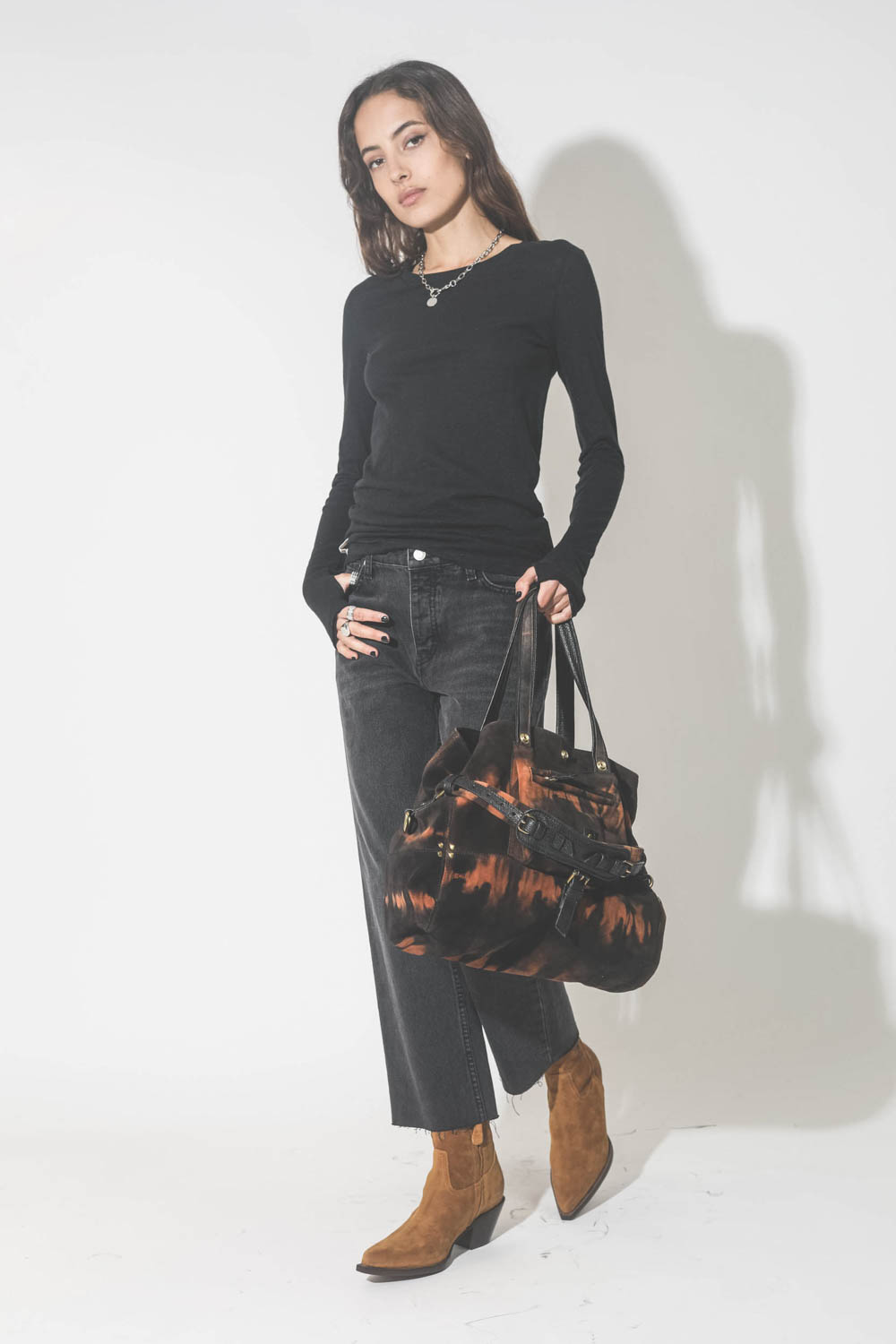 Mikuta Tee Shirt Manches Longues Lin Noir
