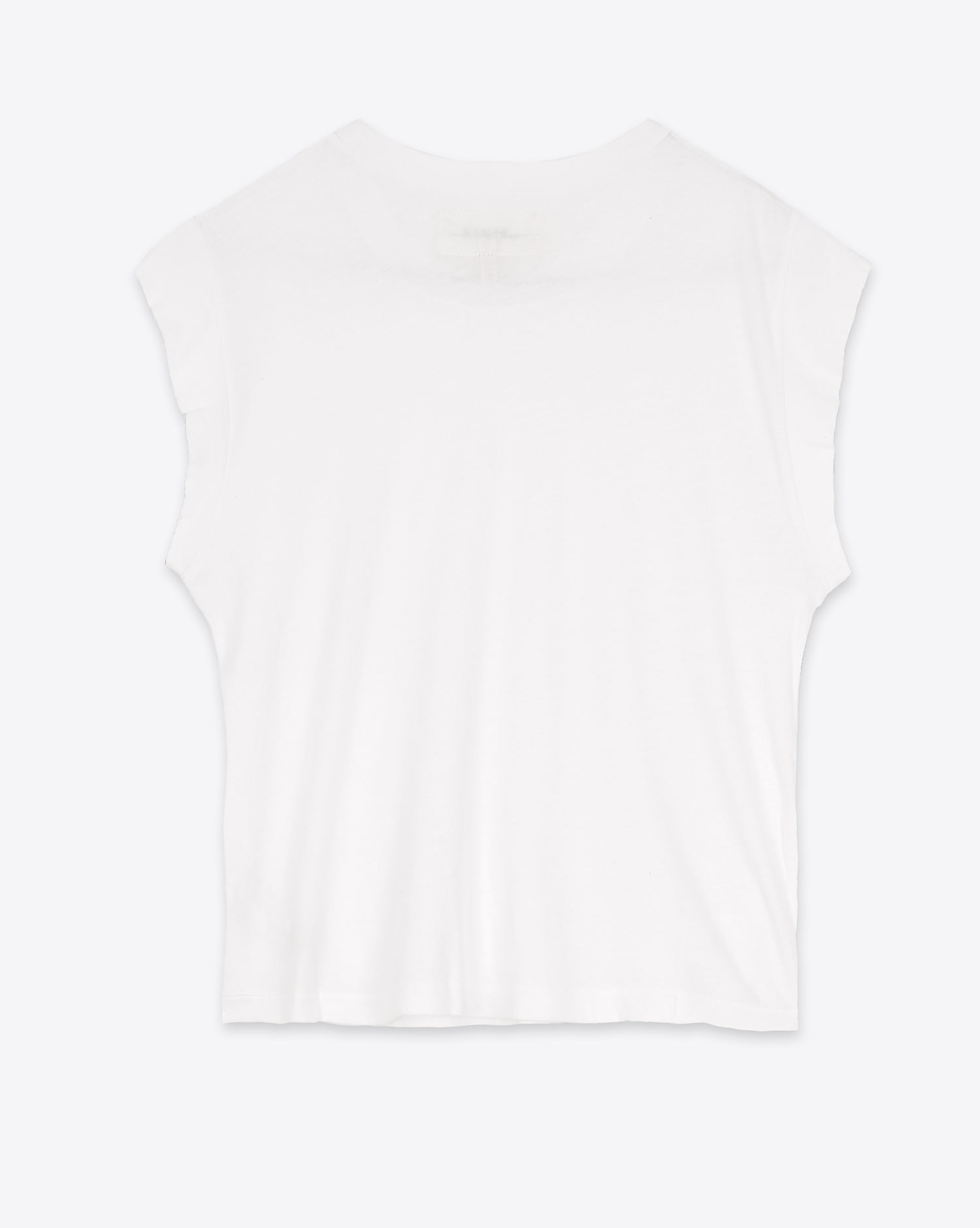 Produit Tee-shirt manches courtes raccourcies Peak Shoulder The Great en coton blan. Vue dos. 