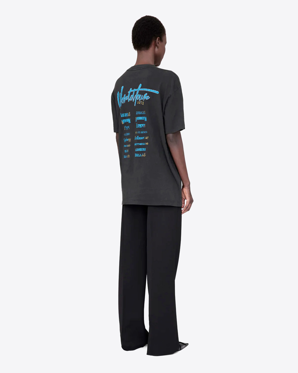 Anine Bing Walker Tee Leopard Washed Blk - Black White Denim