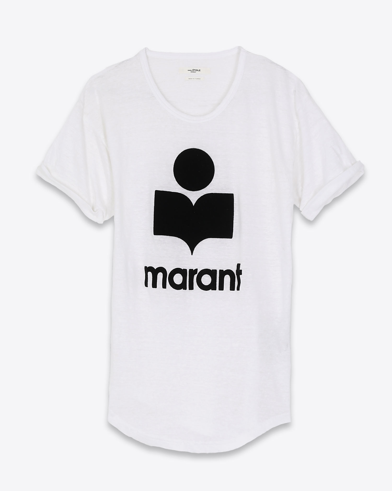 Tee-shirt en lin blanc logo velours noir Koldi Isabel Marant. 