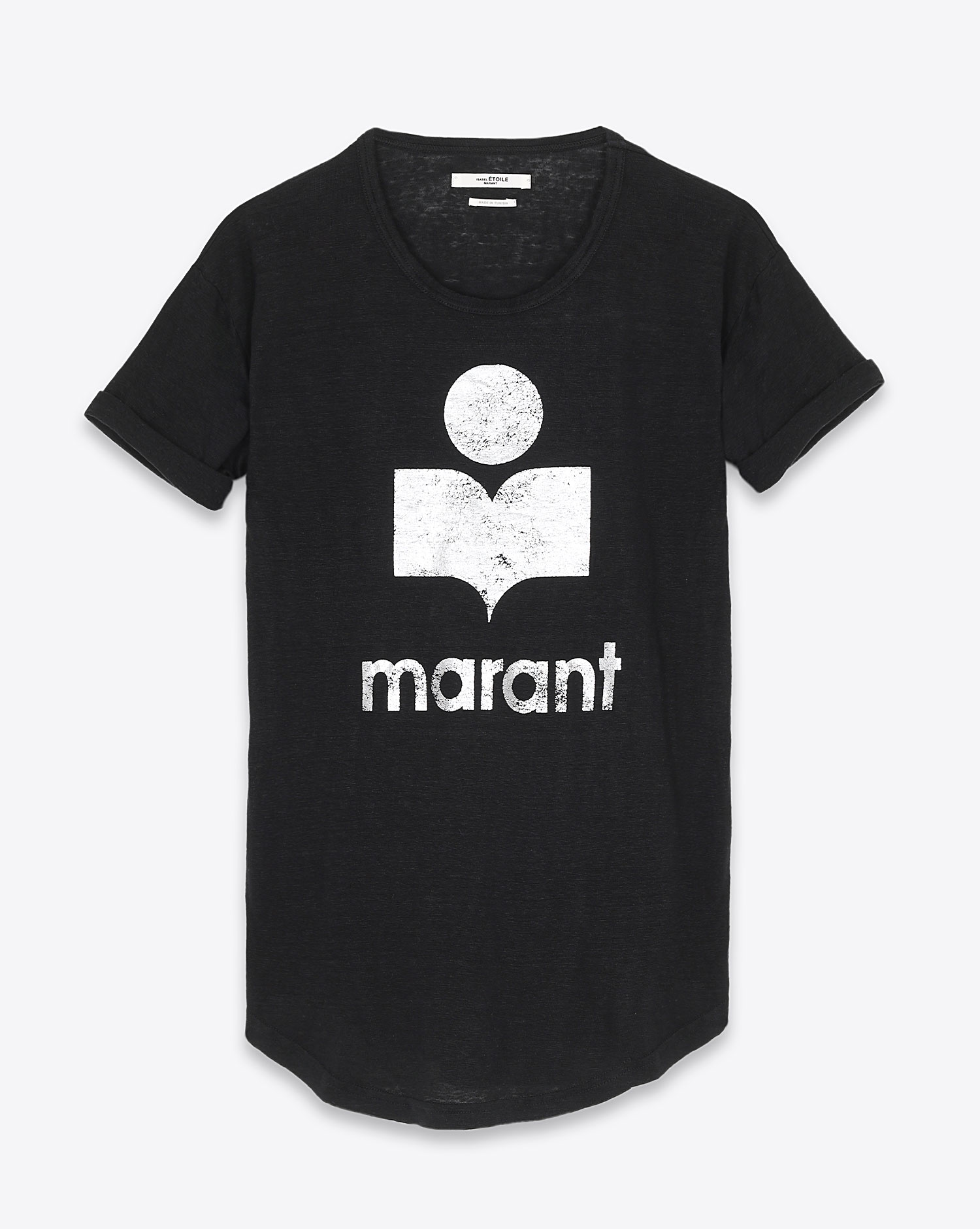 Tee-shir en lin noir logo argentt Koldi Isabel Marant étoile.