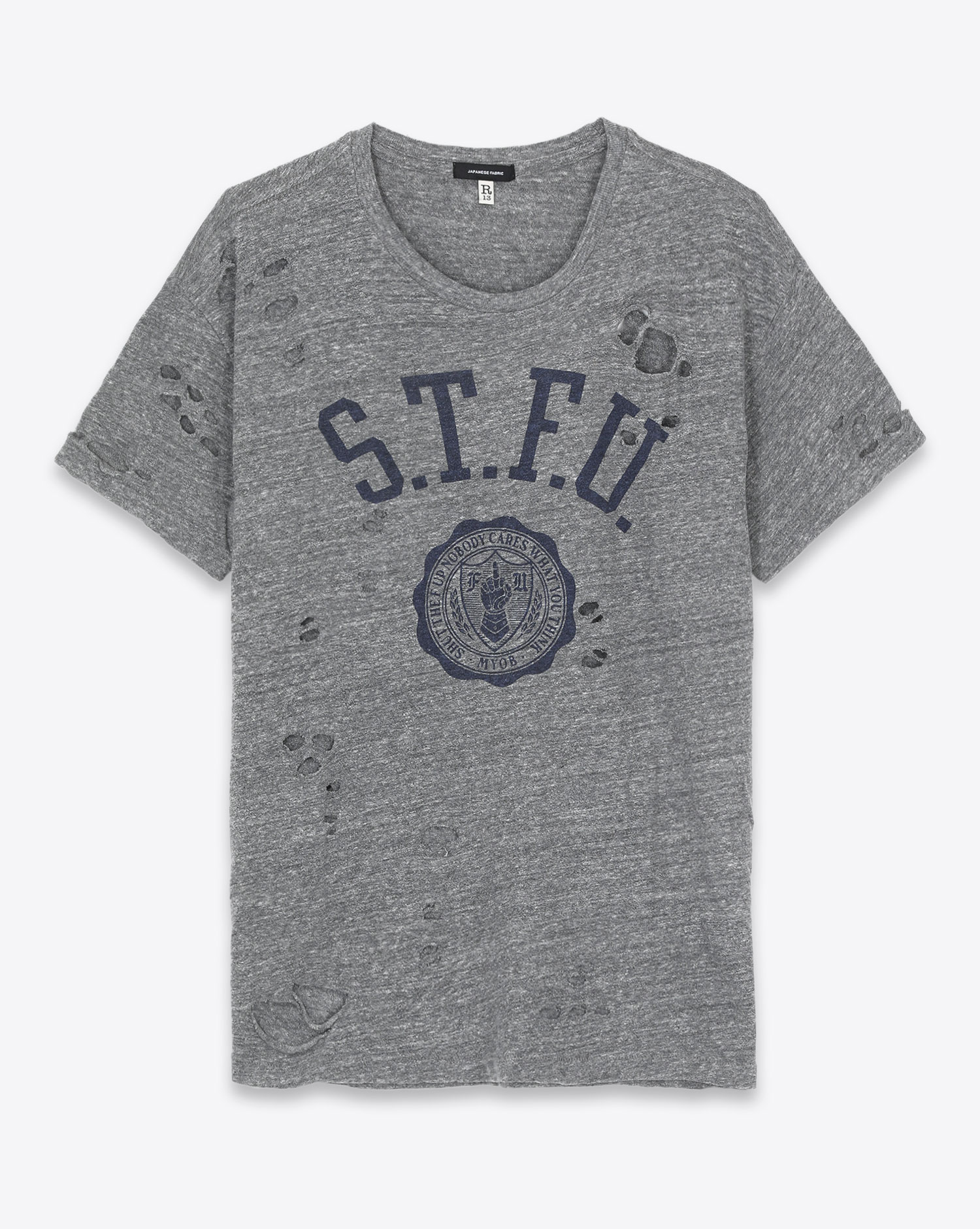 R13 Denim Collection STFU Boy T - Heather Grey