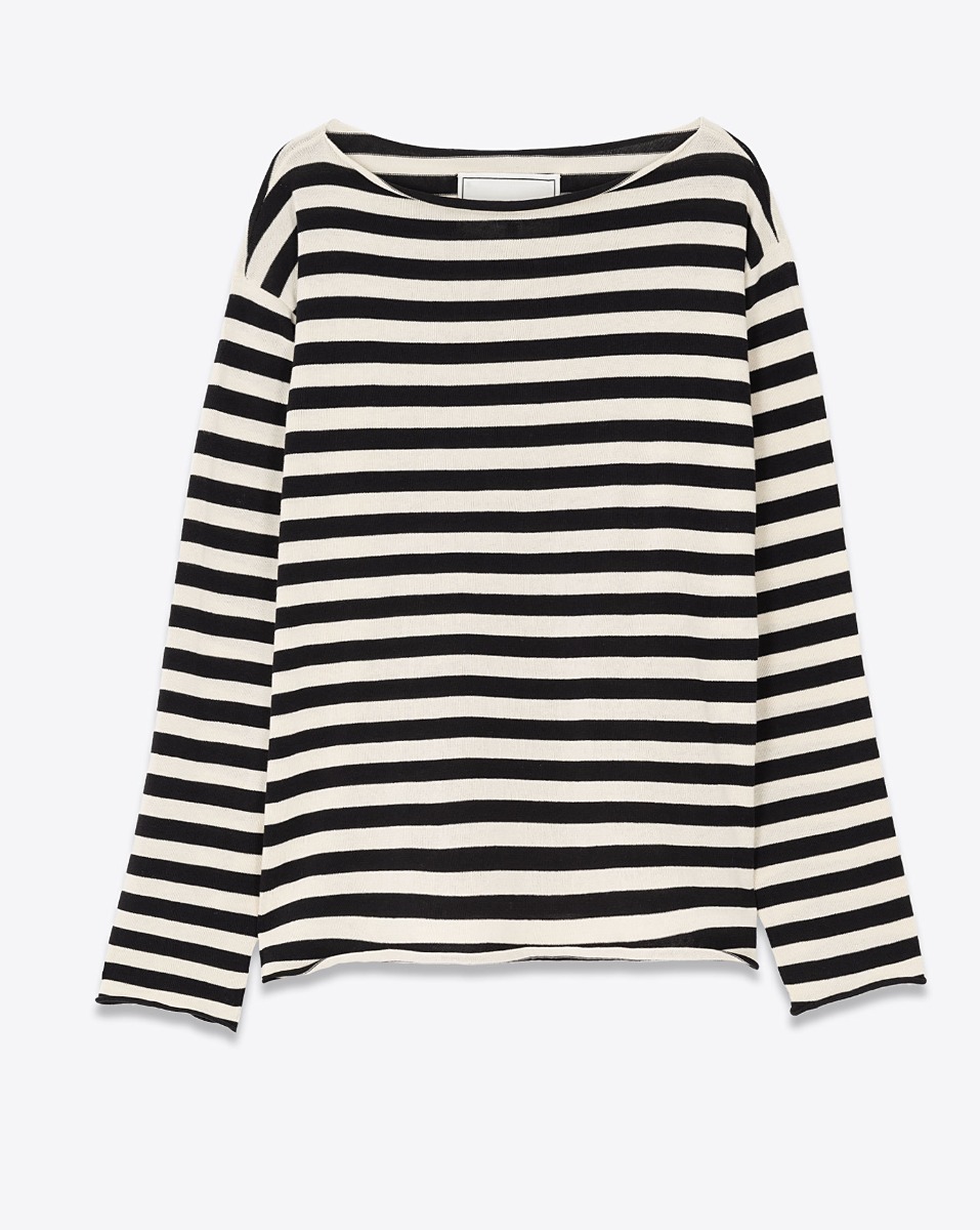 Marini&egrave;re Sailor The Great en coton ray&eacute; noir et cr&egrave;me, vue de face.