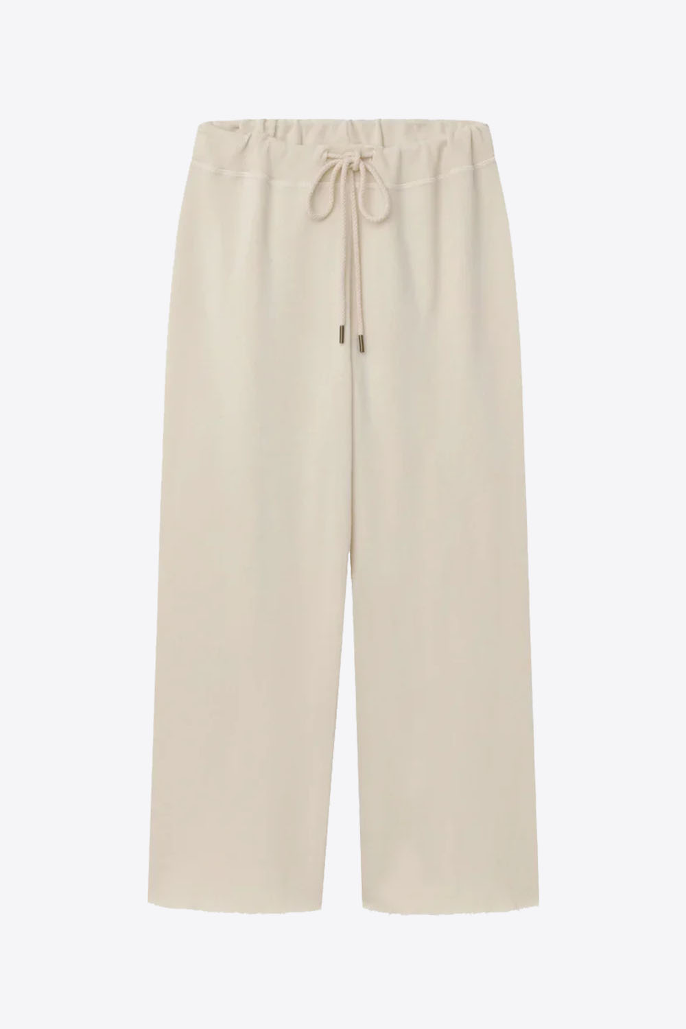 Produit Pantalon jogging Wide Leg The Great en coton écru. Vue face. 